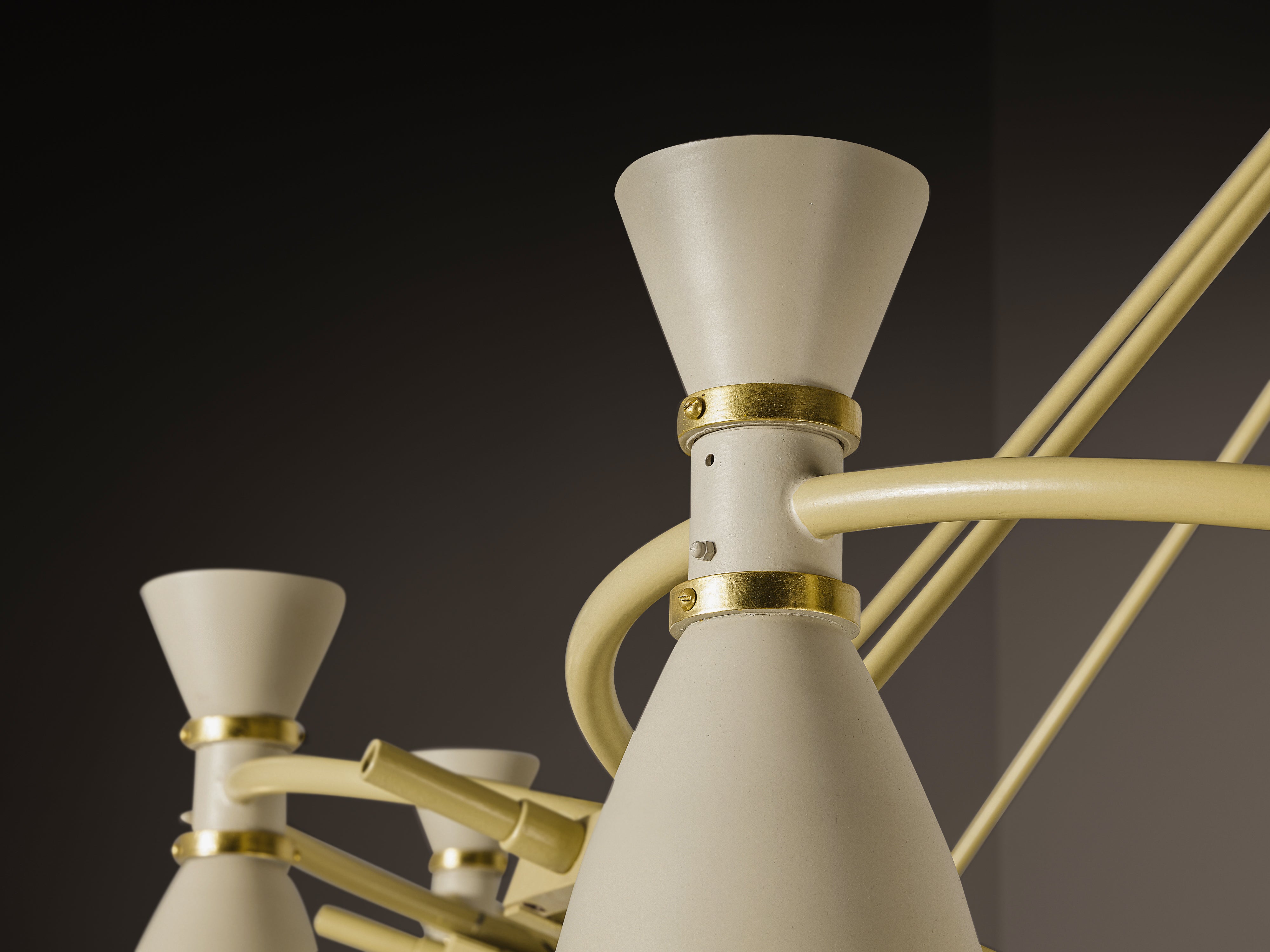 Mid-Century Monumental Chandelier in Lacquered Metal 300 cm/118.11 in. Lighting Morentz