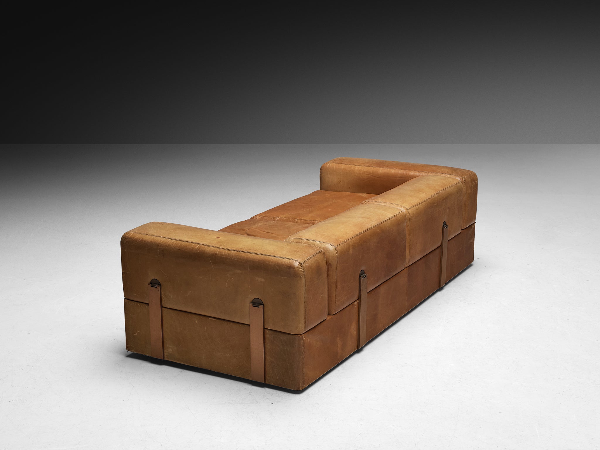 Tito Agnoli for Cinova Daybed Sofa in Cognac Leather Seating Morentz