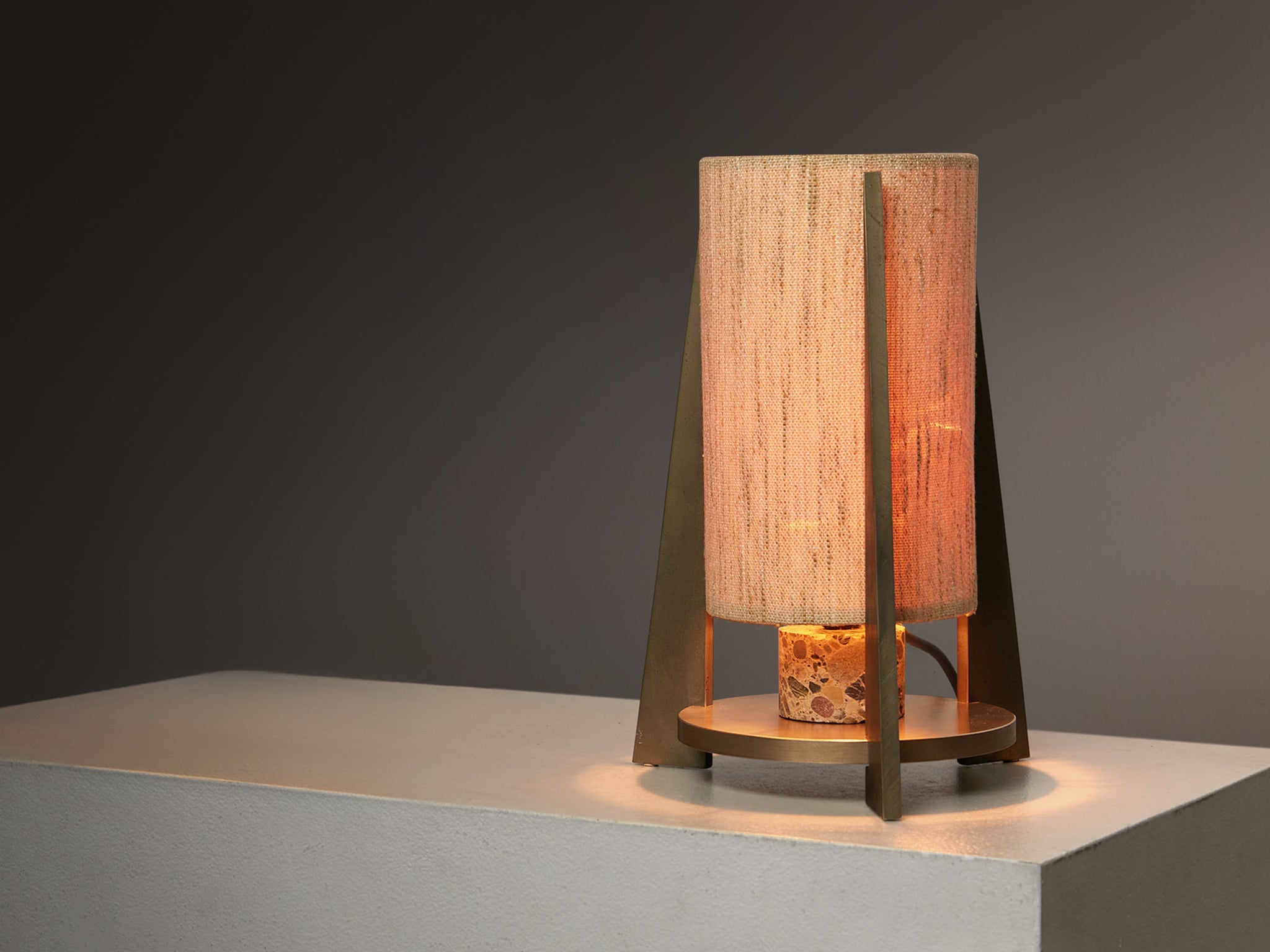Tripod Table Lamp in Terrazzo Stone and Steel lighting Morentz