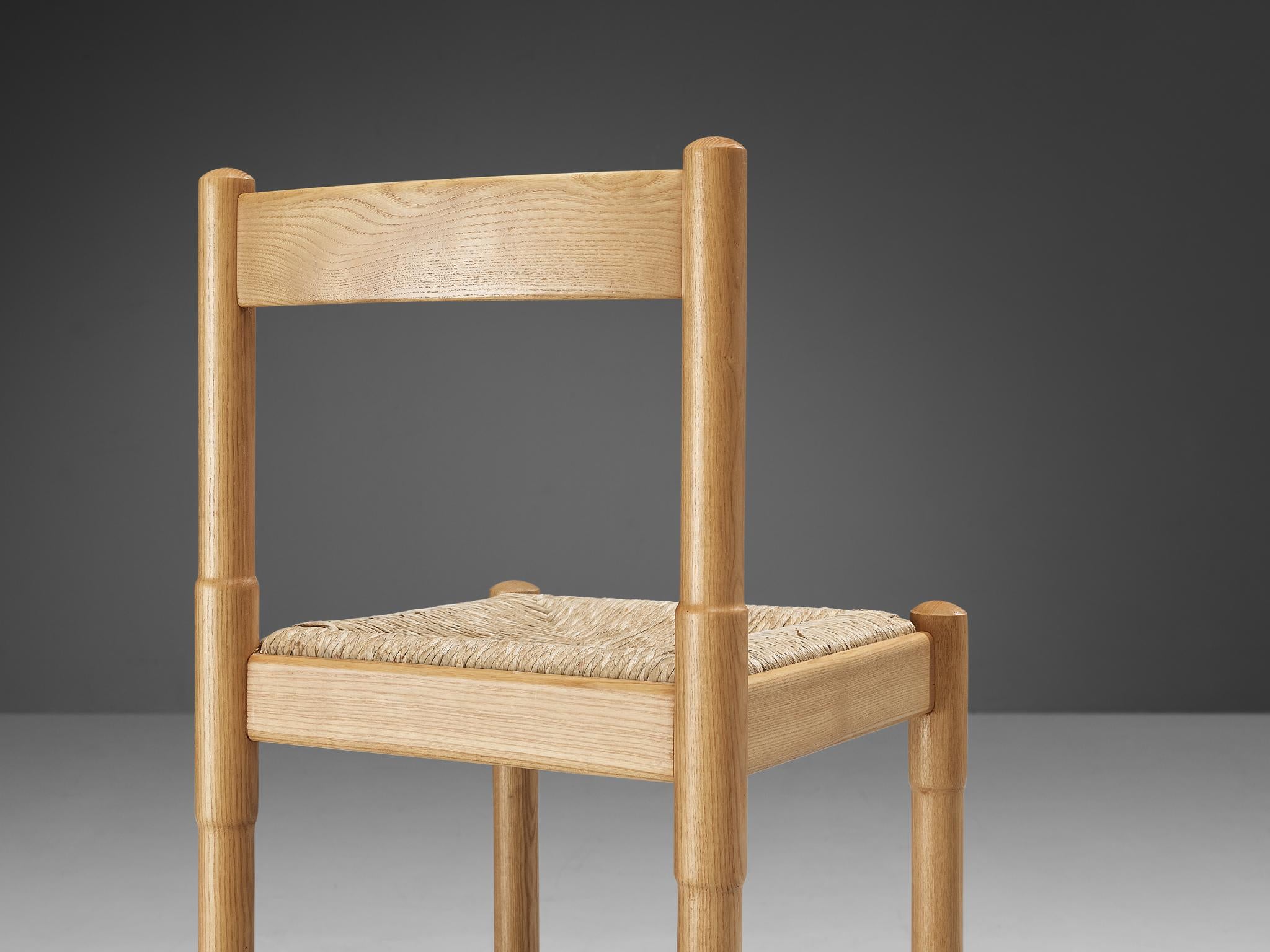 Vico Magistretti Pair of Barstools in Ash and Straw seating Morentz