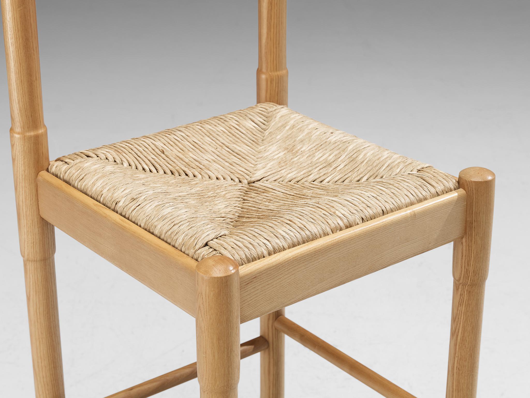 Vico Magistretti Pair of Barstools in Ash and Straw seating Morentz