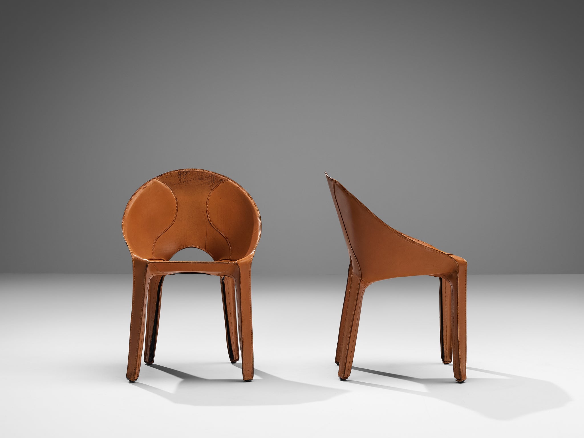 Mario Bellini Set of Six 'Lira E Liuto' Dining Chairs in Leather seating Morentz