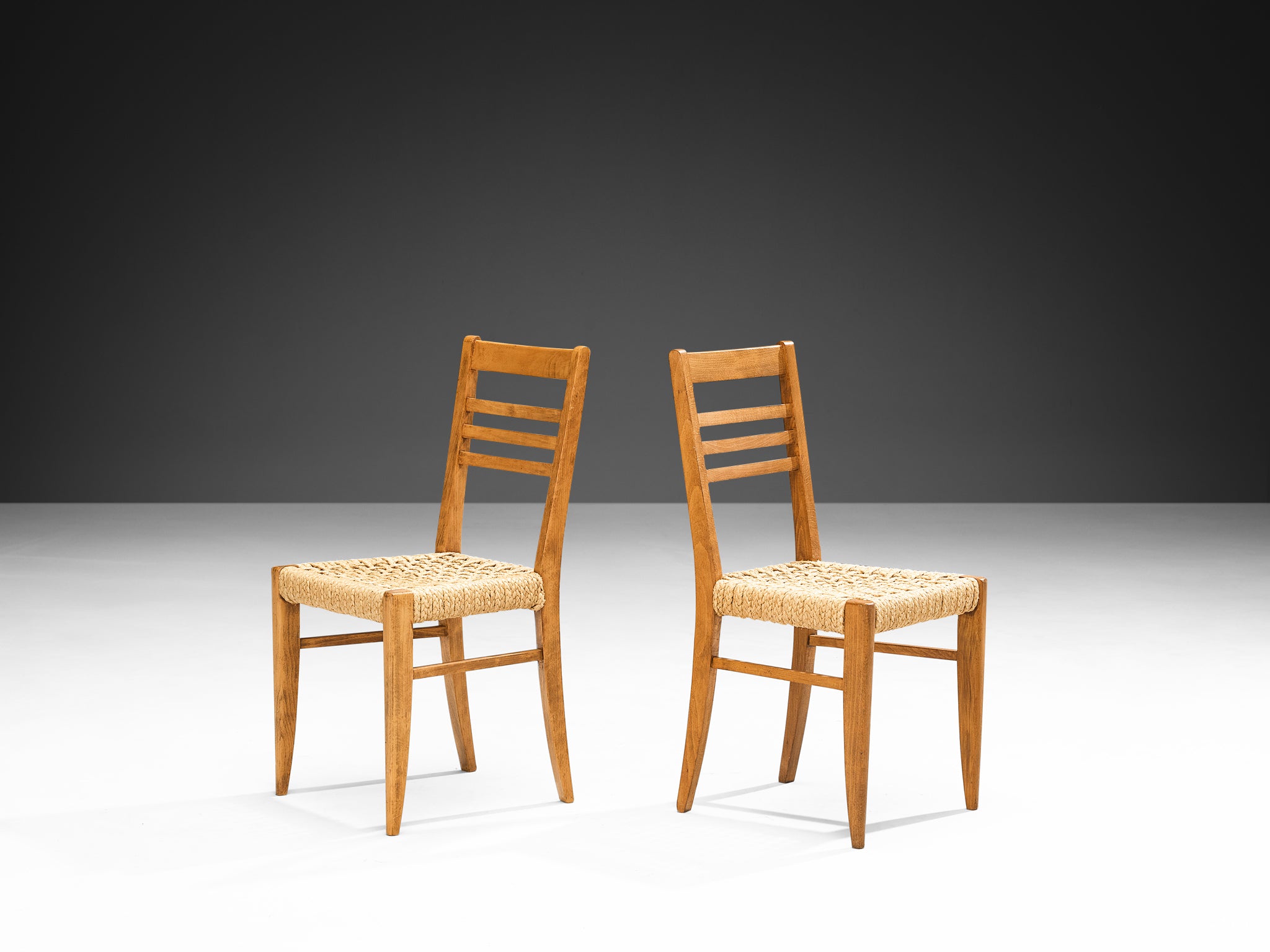 Adrien Audoux & Frida Minnet for Vido Set of Four Dining Chairs in Braided Hemp Seating Morentz