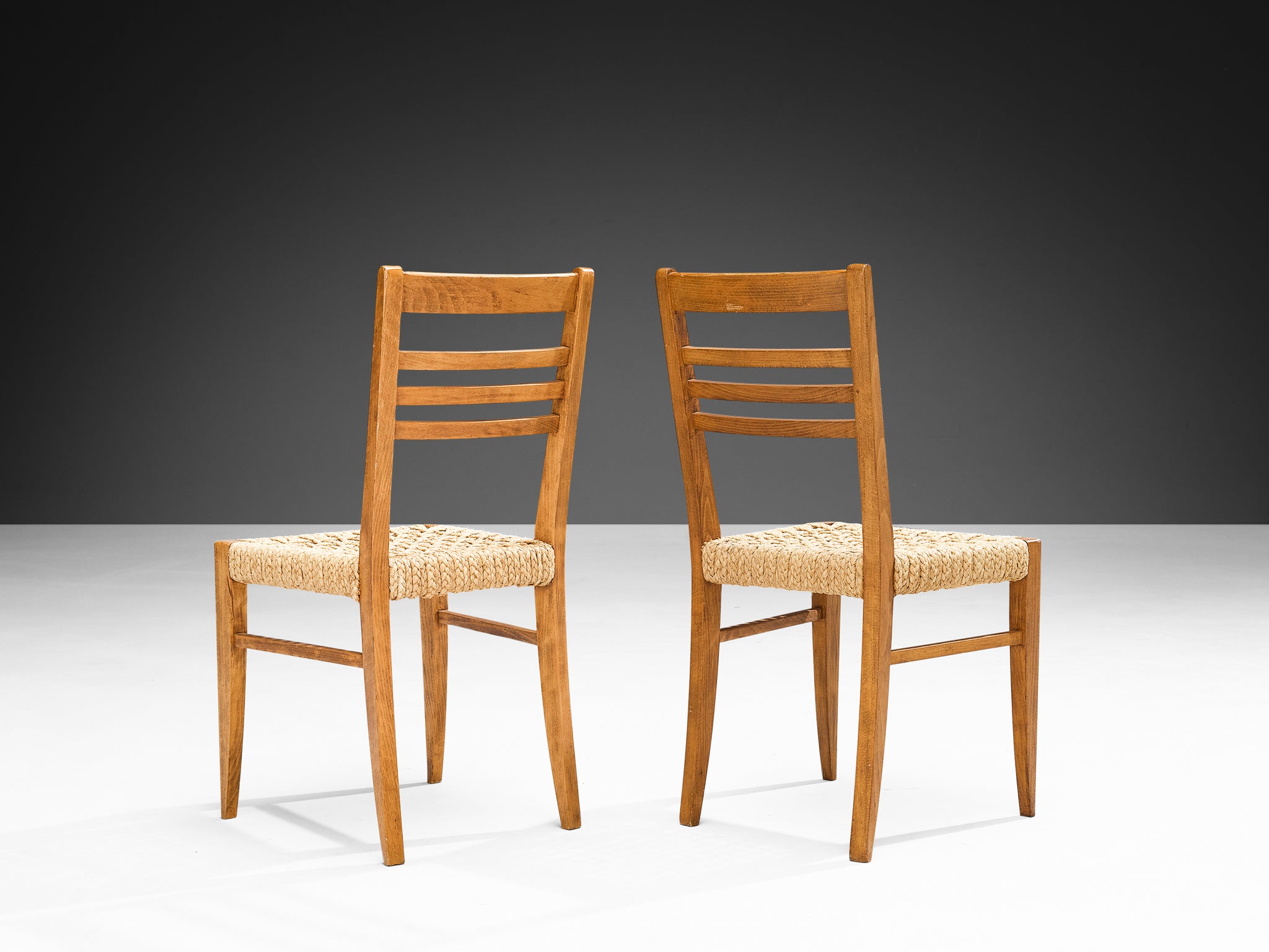 Adrien Audoux & Frida Minnet for Vido Set of Four Dining Chairs in Braided Hemp Seating Morentz