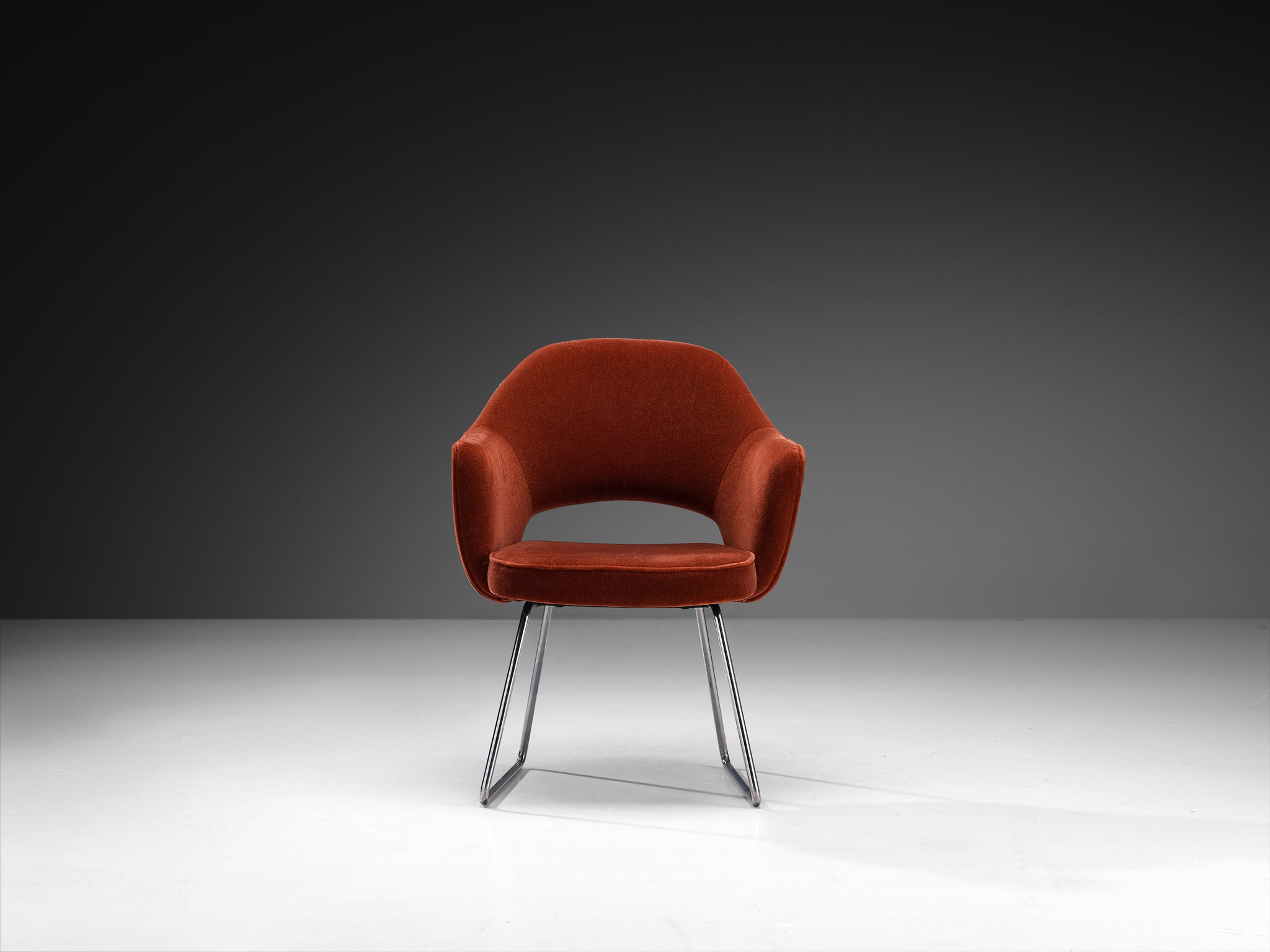 Eero Saarinen Limited Edition ‘Conference’ Armchair in Orange Fabric
