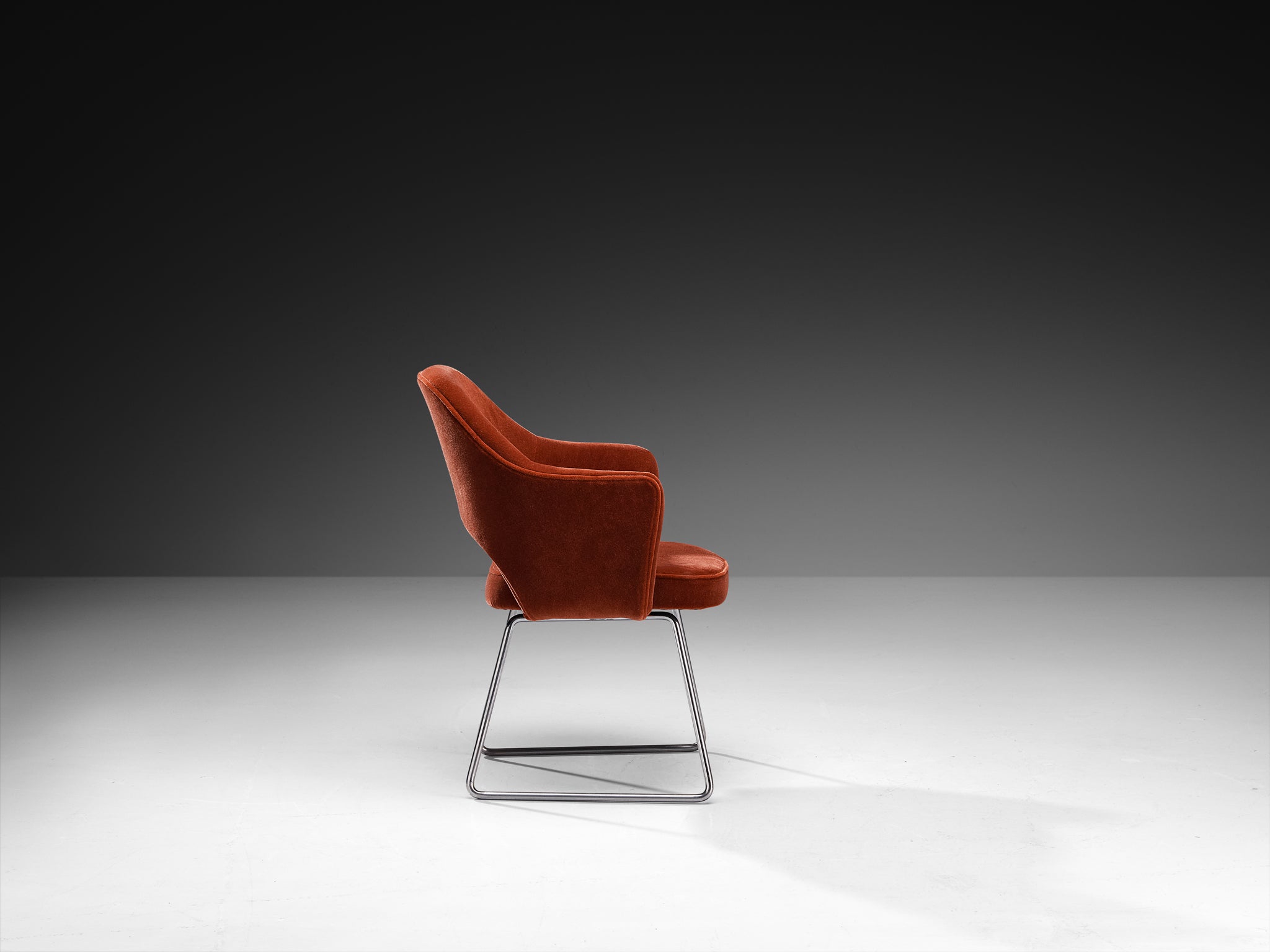 Eero Saarinen Limited Edition ‘Conference’ Armchair in Orange Fabric