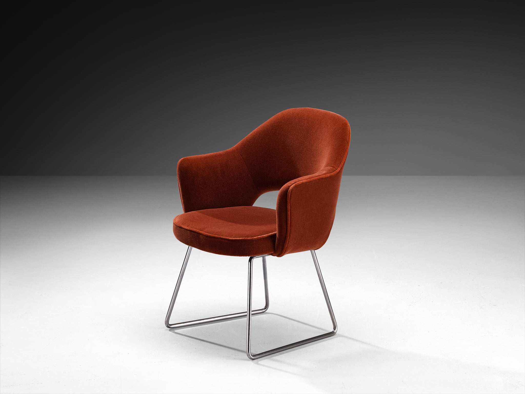 Eero Saarinen Limited Edition ‘Conference’ Armchair in Orange Fabric