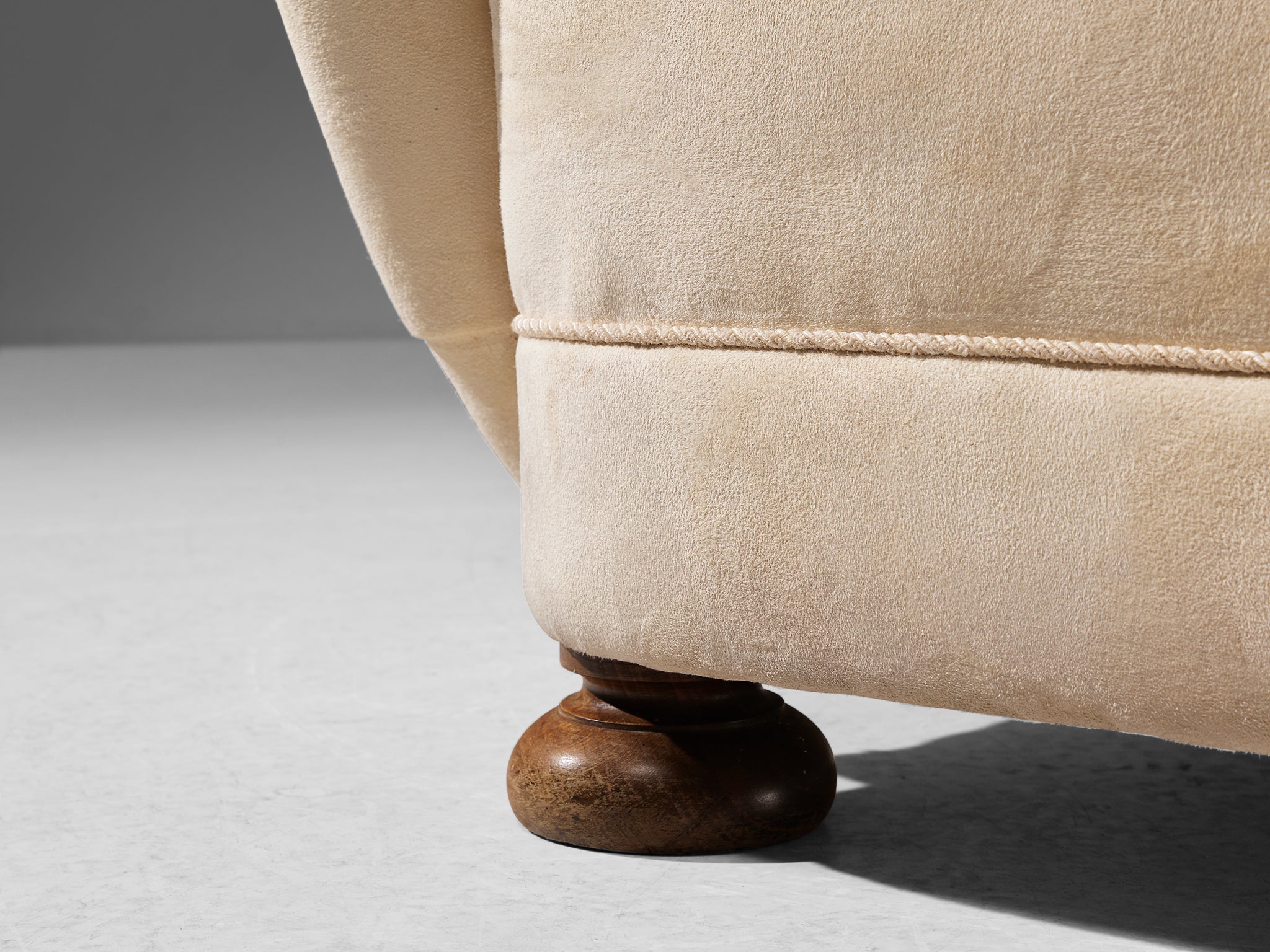 Danish Wingback Chair in Off White Upholstery seating Morentz