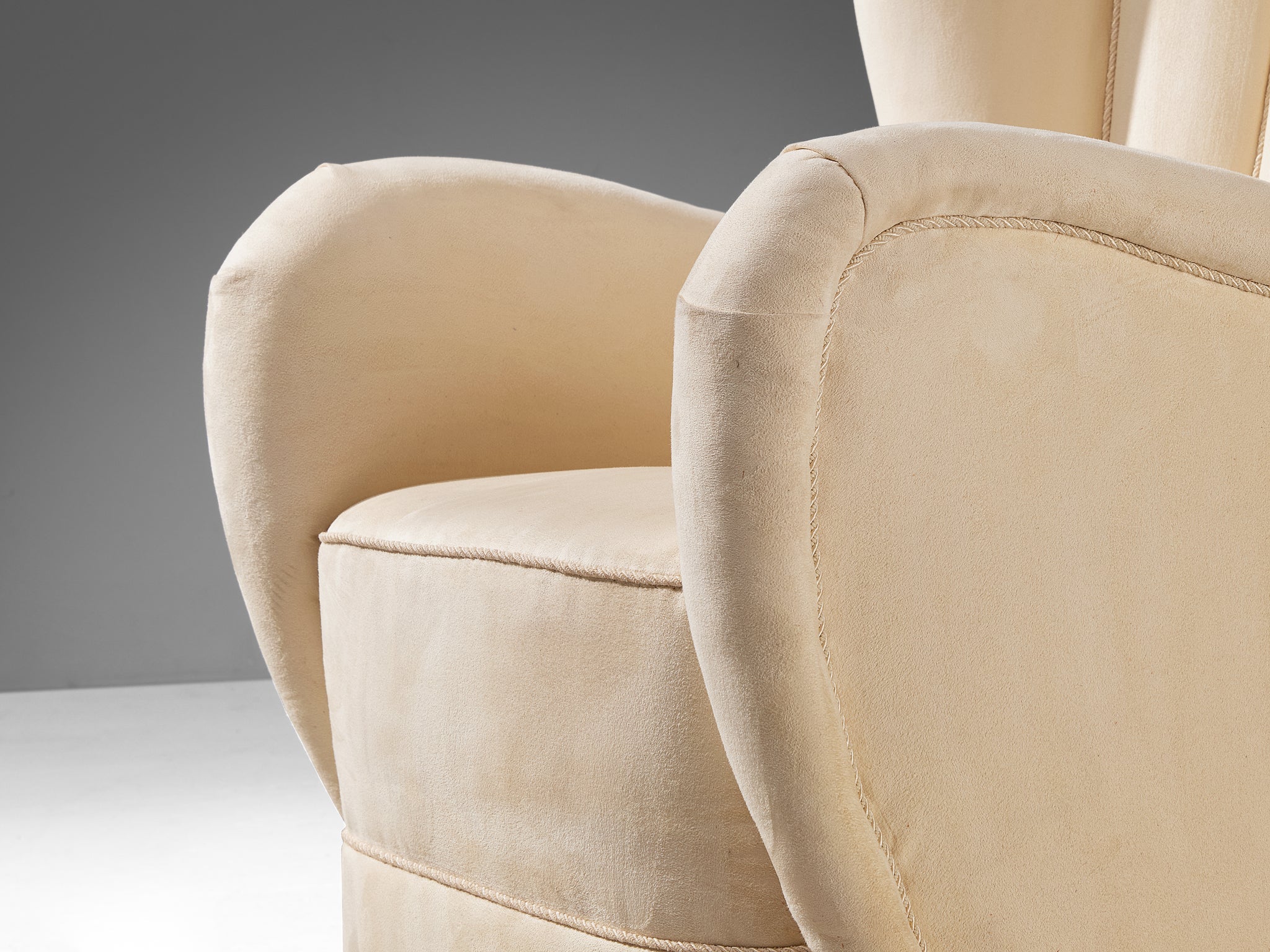 Danish Wingback Chair in Off White Upholstery seating Morentz