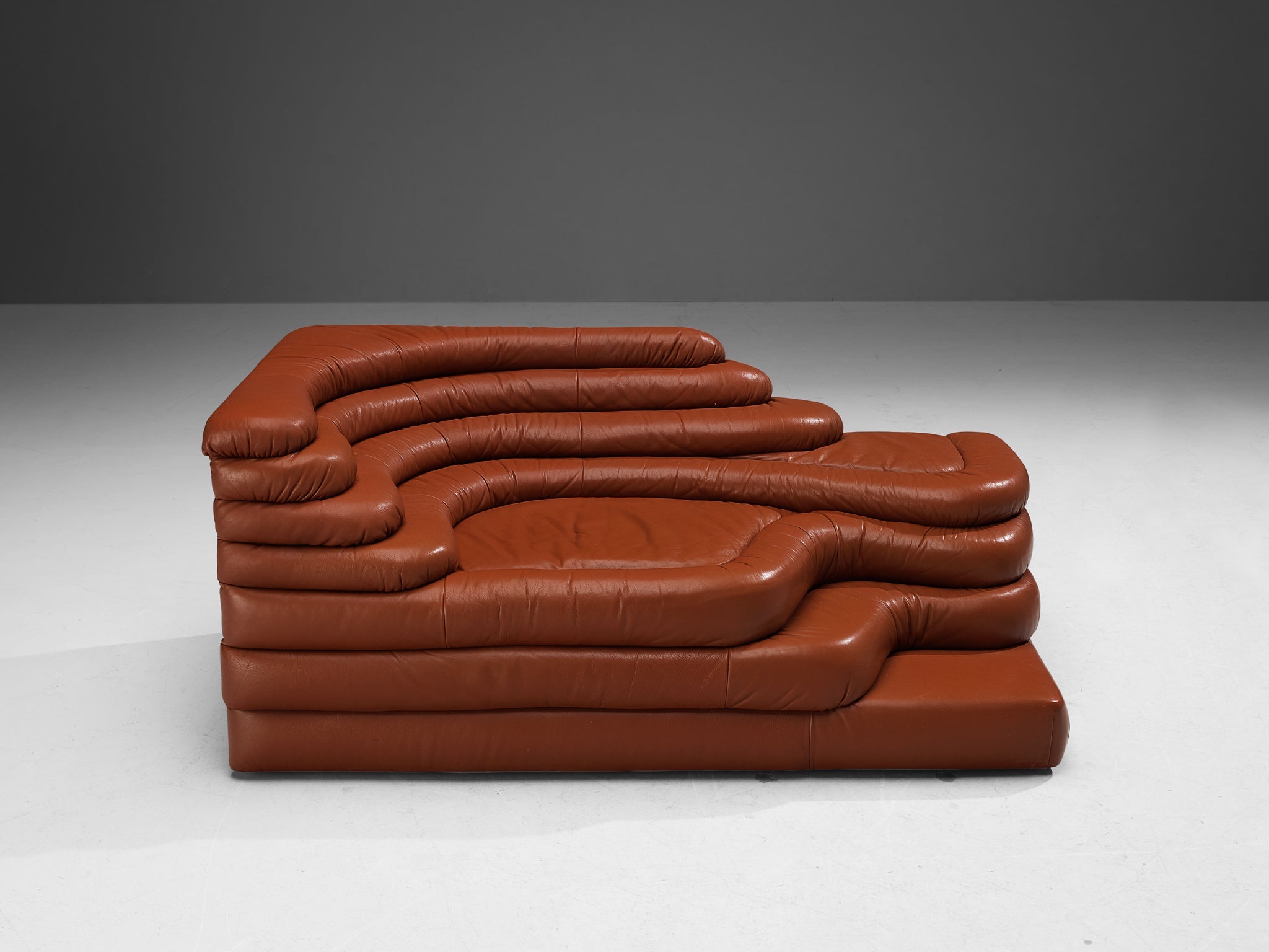 Ubald Klug for De Sede 'Terrazza' Landscape in Red Brown Leather seating Morentz