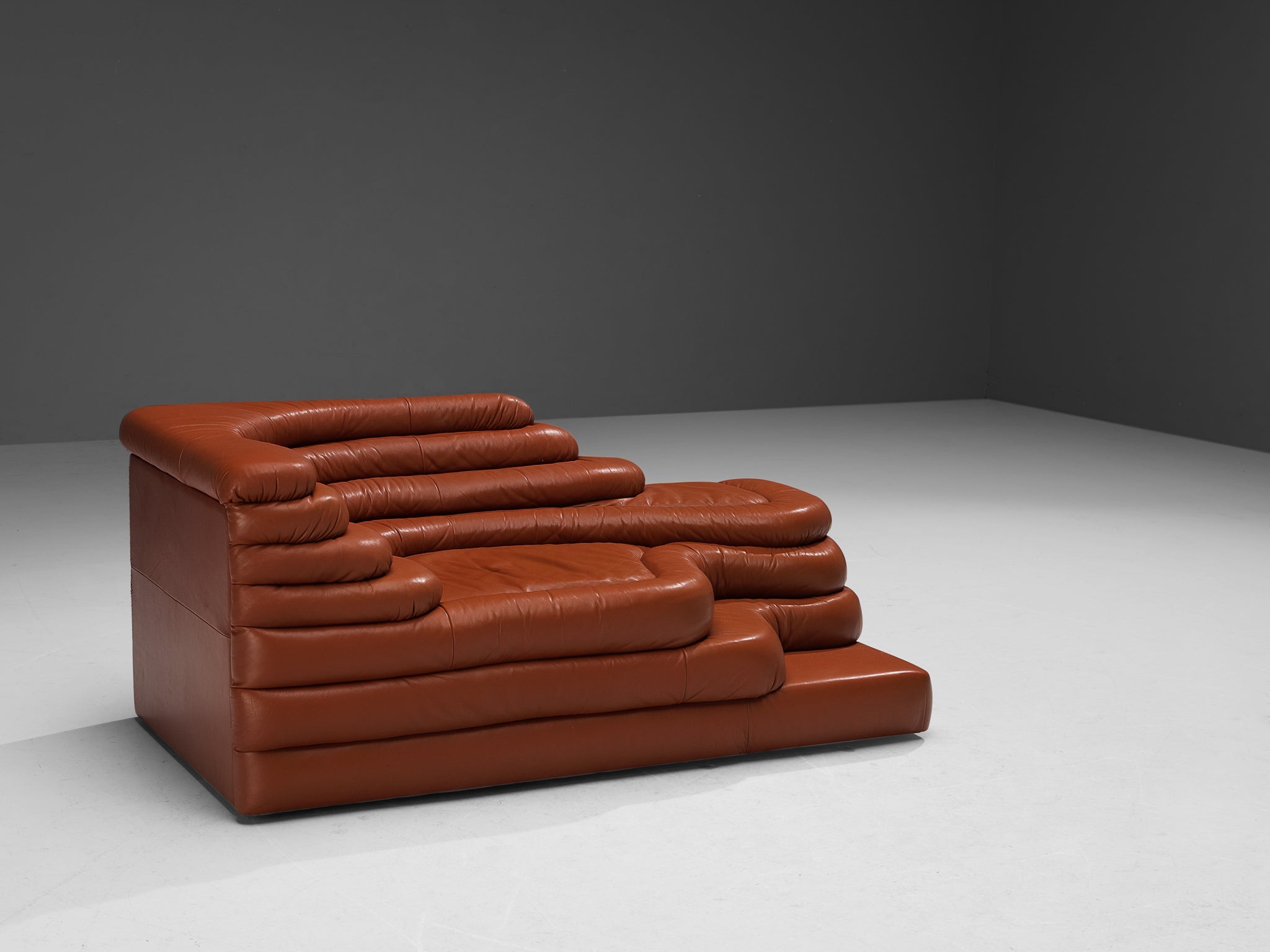 Ubald Klug for De Sede 'Terrazza' Landscape in Red Brown Leather seating Morentz