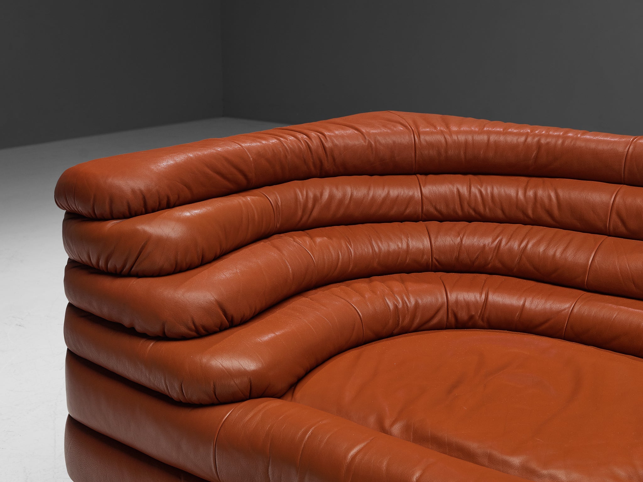 Ubald Klug for De Sede 'Terrazza' Landscape in Red Brown Leather seating Morentz