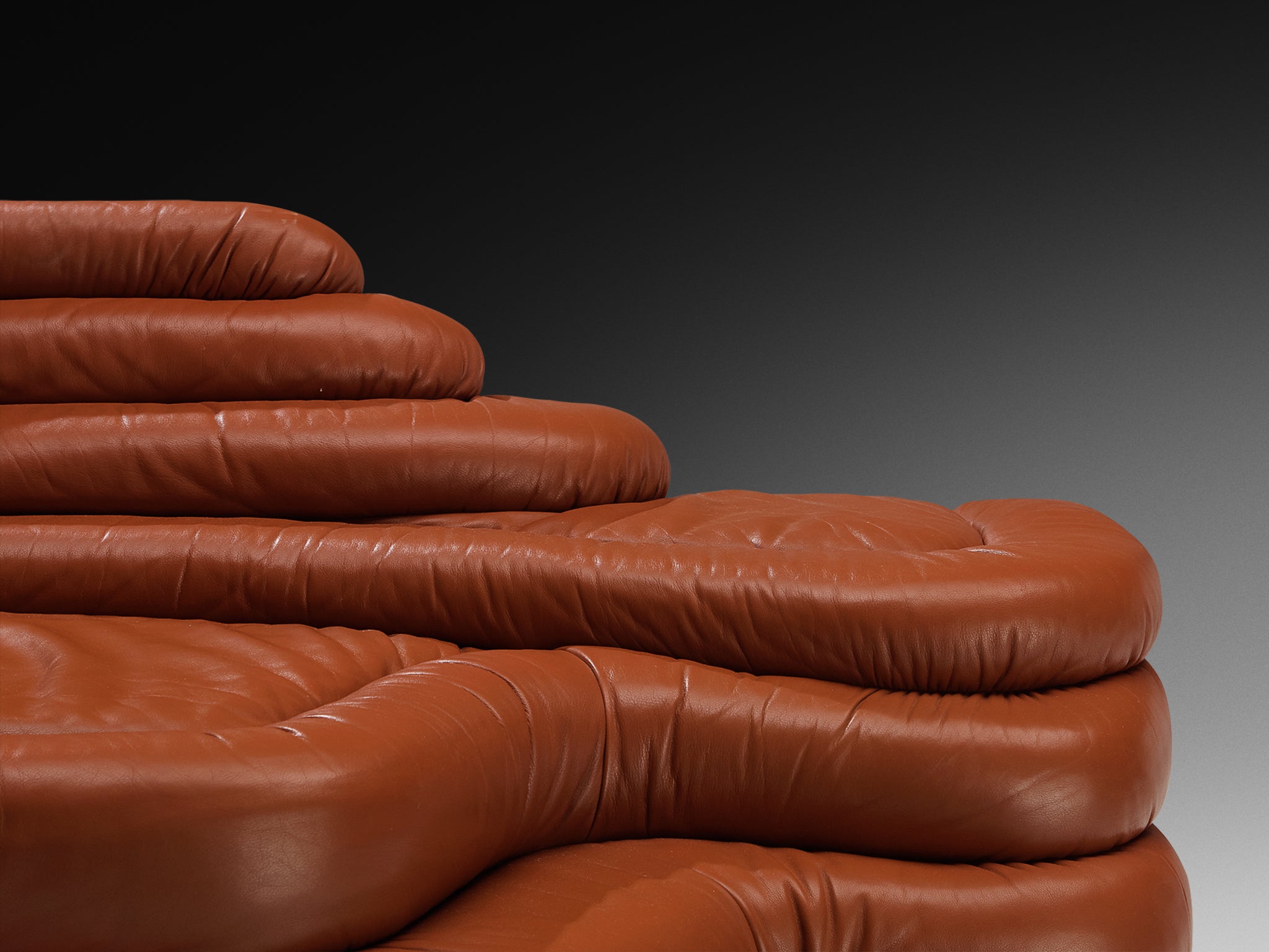Ubald Klug for De Sede 'Terrazza' Landscape in Red Brown Leather Seating Morentz
