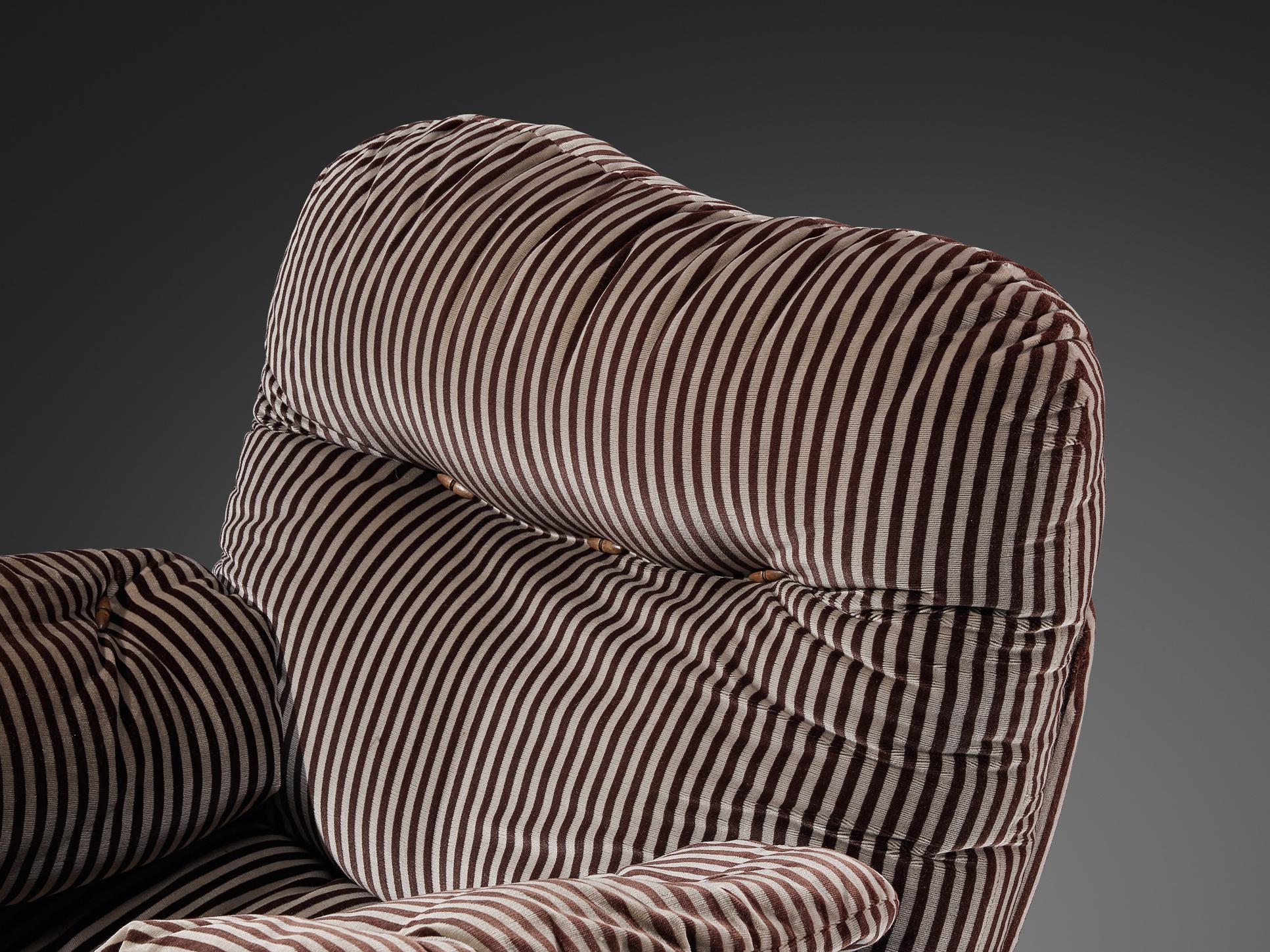E. Cobianchi for Insa Lounge Chair in Striped Upholstery