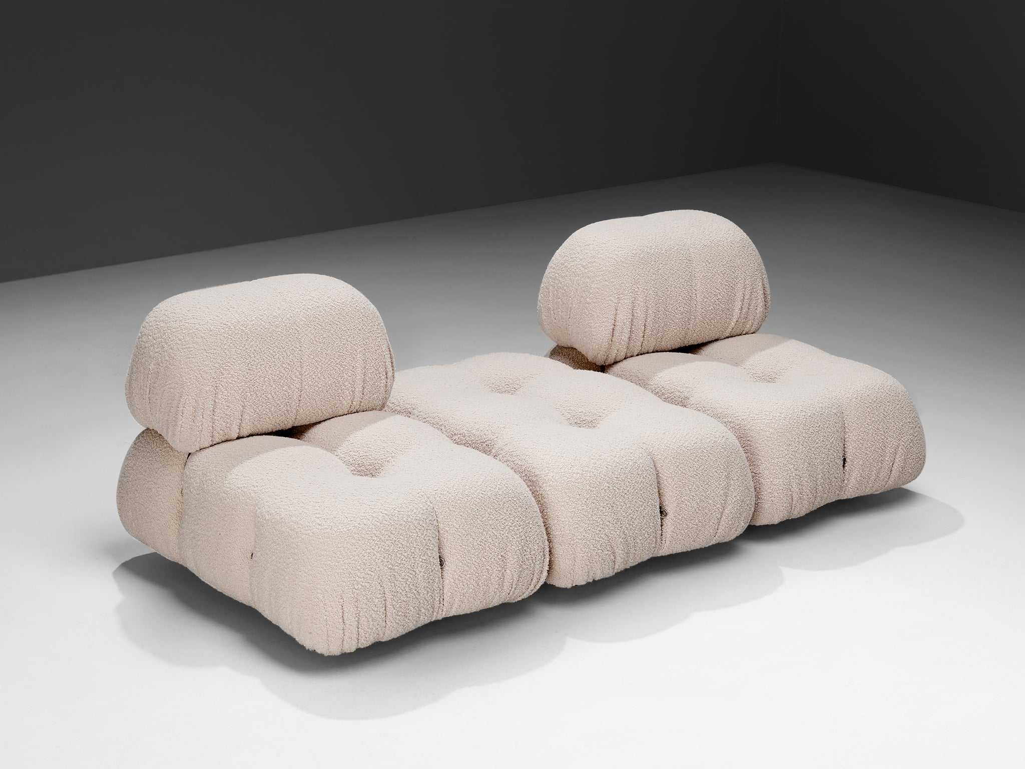 Mario Bellini Reupholstered 'Camaleonda' Modular Sofa in White Boucle Seating Morentz