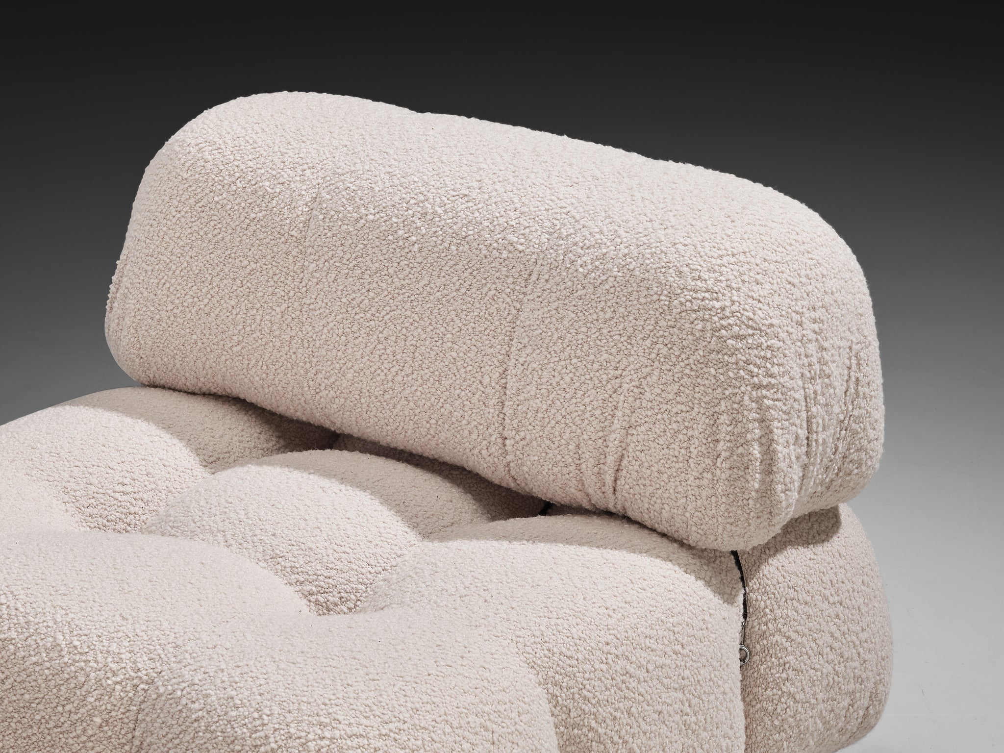 Mario Bellini Reupholstered 'Camaleonda' Lounge Chair with Ottoman White Boucle Seating Morentz