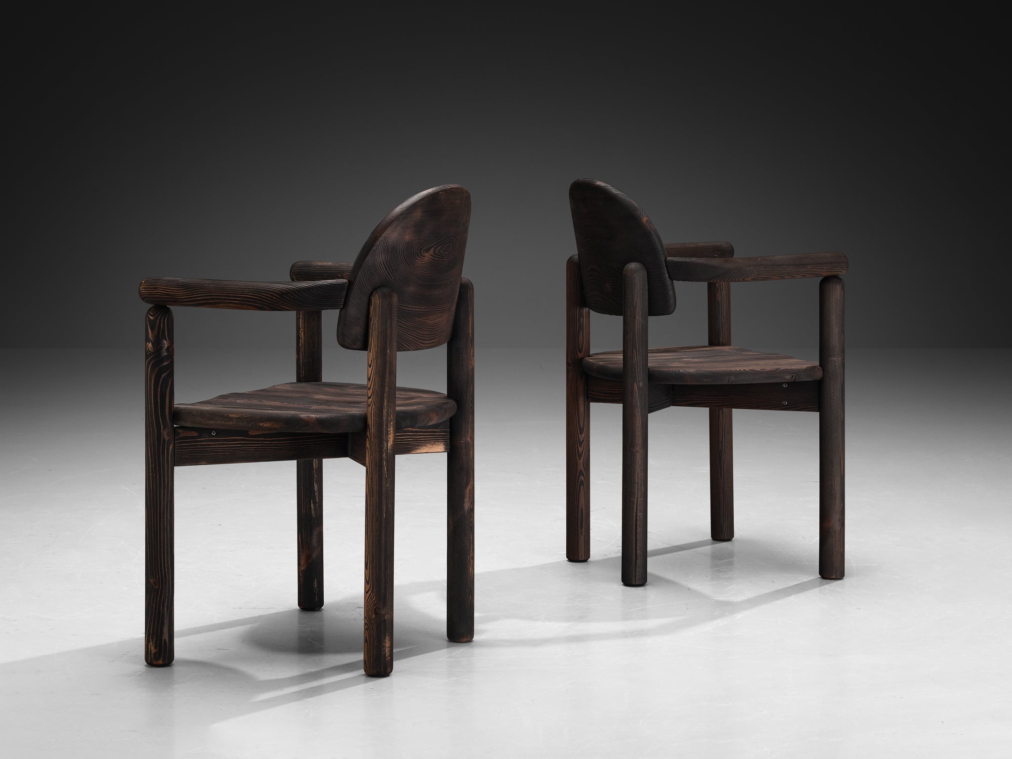 Rainer Daumiller Set of Four Armchairs in Darkened Pine seating Morentz