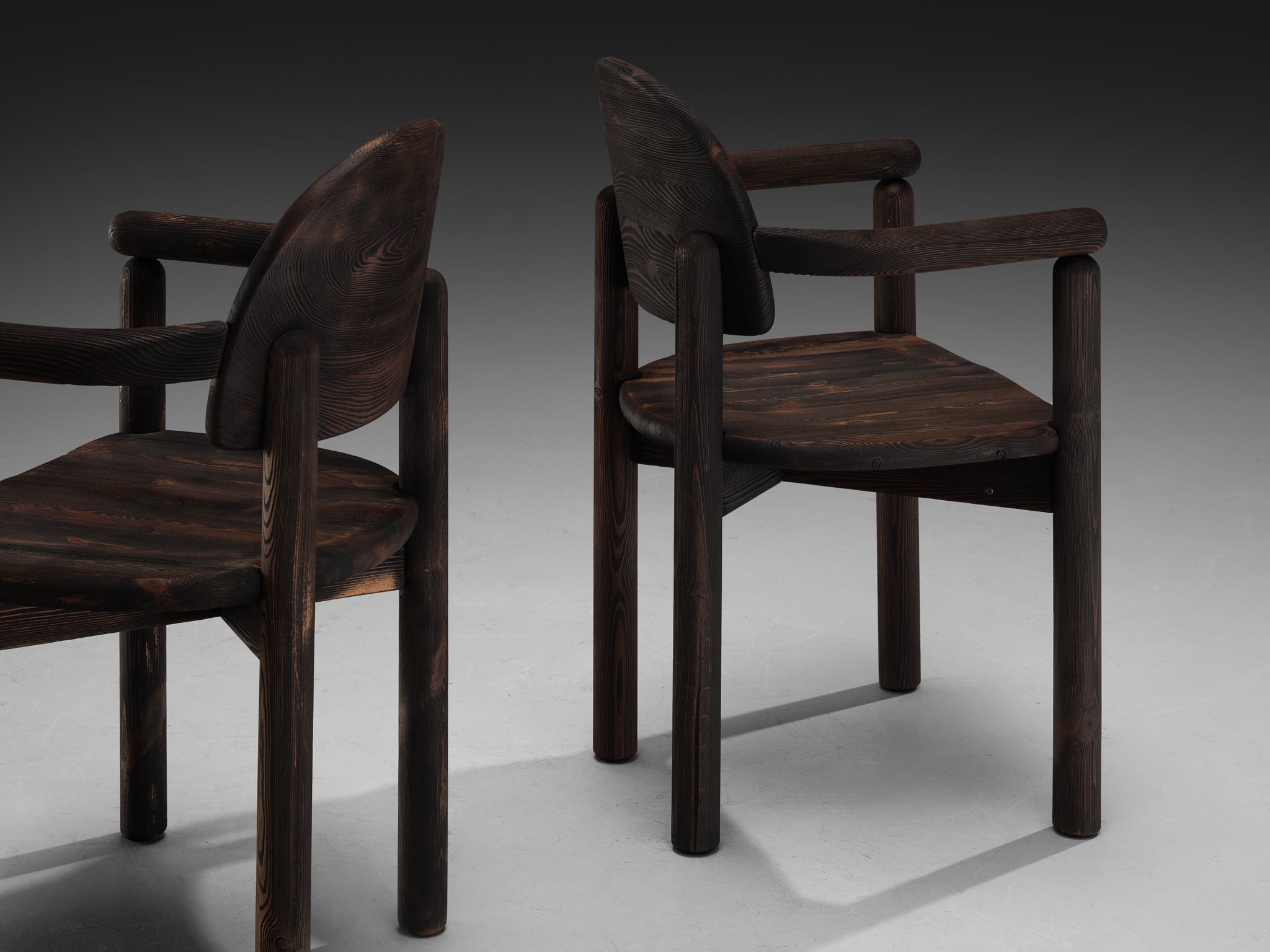 Rainer Daumiller Set of Four Armchairs in Darkened Pine seating Morentz