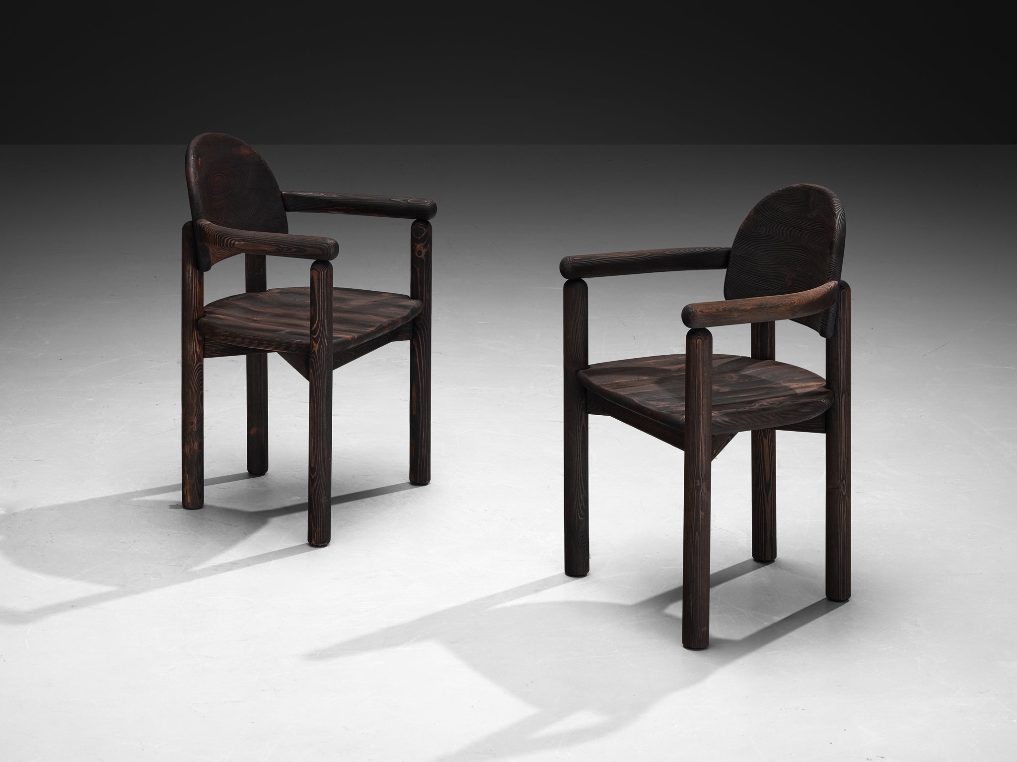 Rainer Daumiller Set of Four Armchairs in Darkened Pine seating Morentz