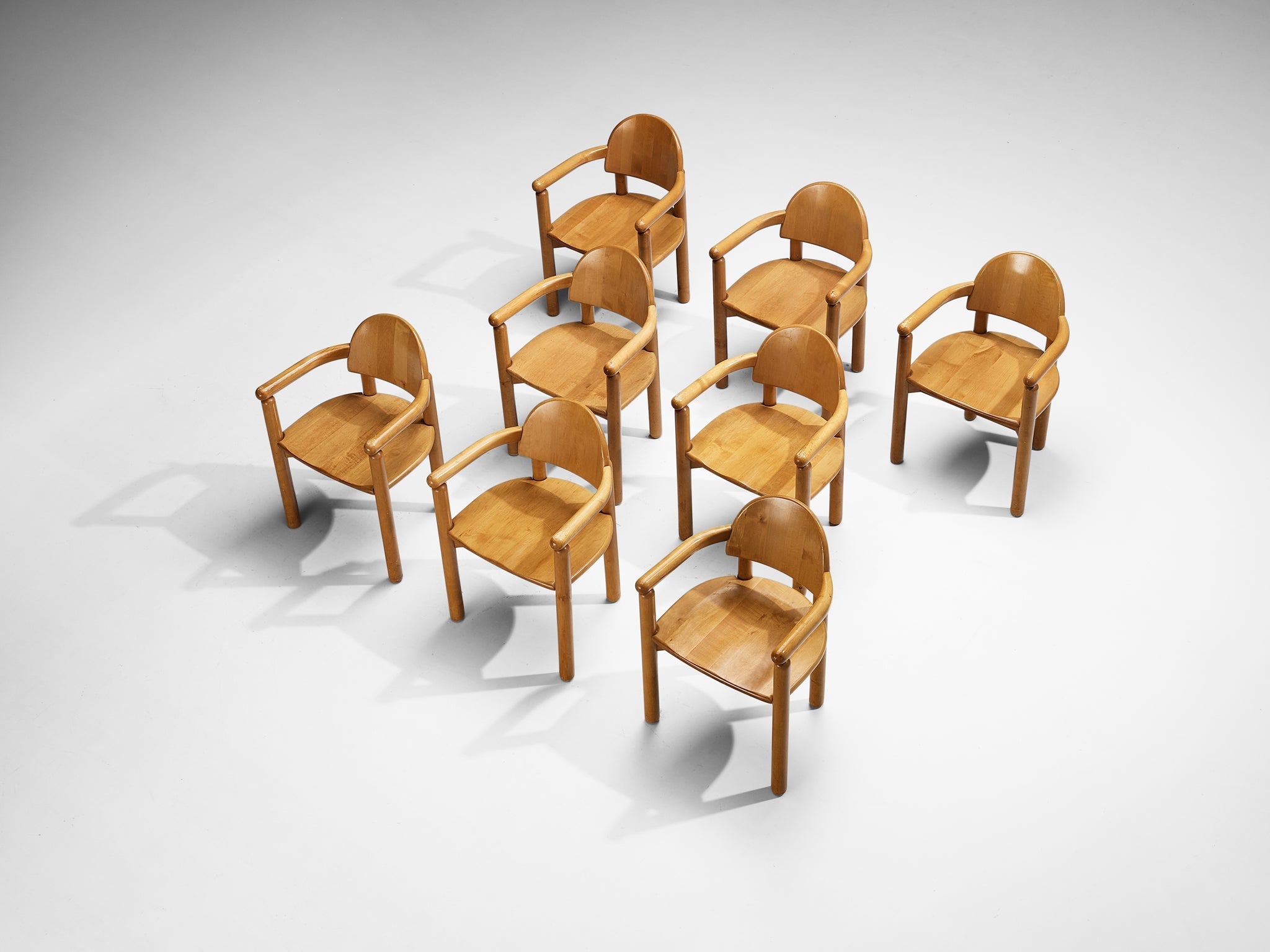 Rainer Daumiller Set of Eight Dining Chairs in Pine seating Morentz