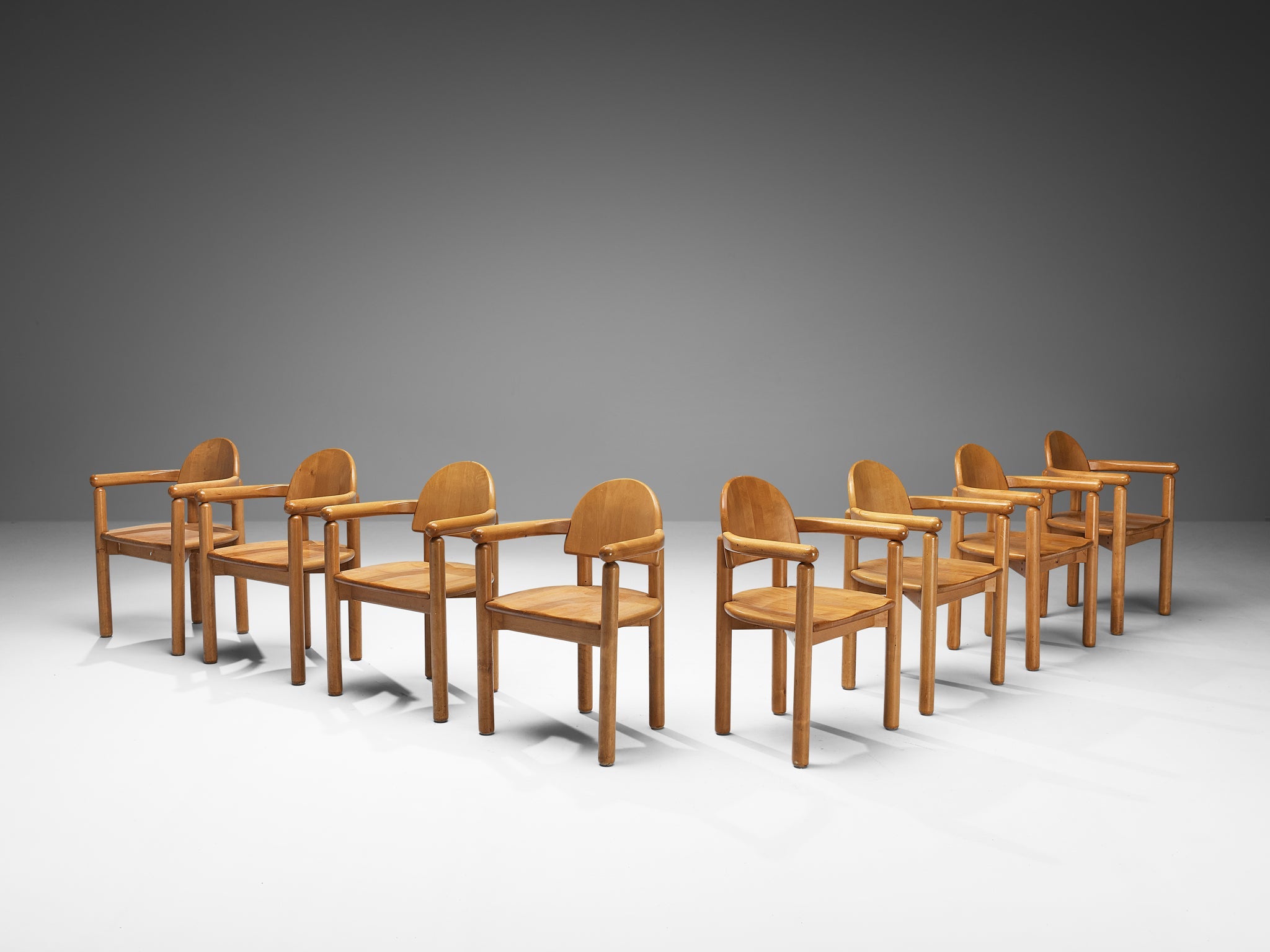 Rainer Daumiller Set of Eight Dining Chairs in Pine seating Morentz