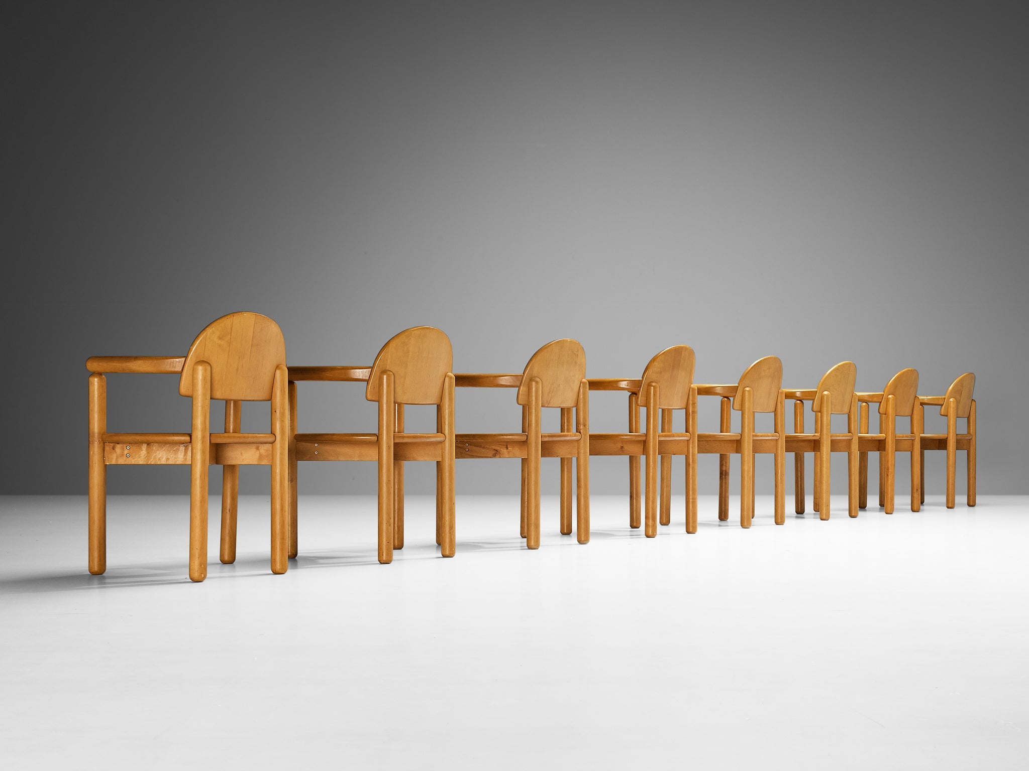 Rainer Daumiller Set of Eight Dining Chairs in Pine seating Morentz