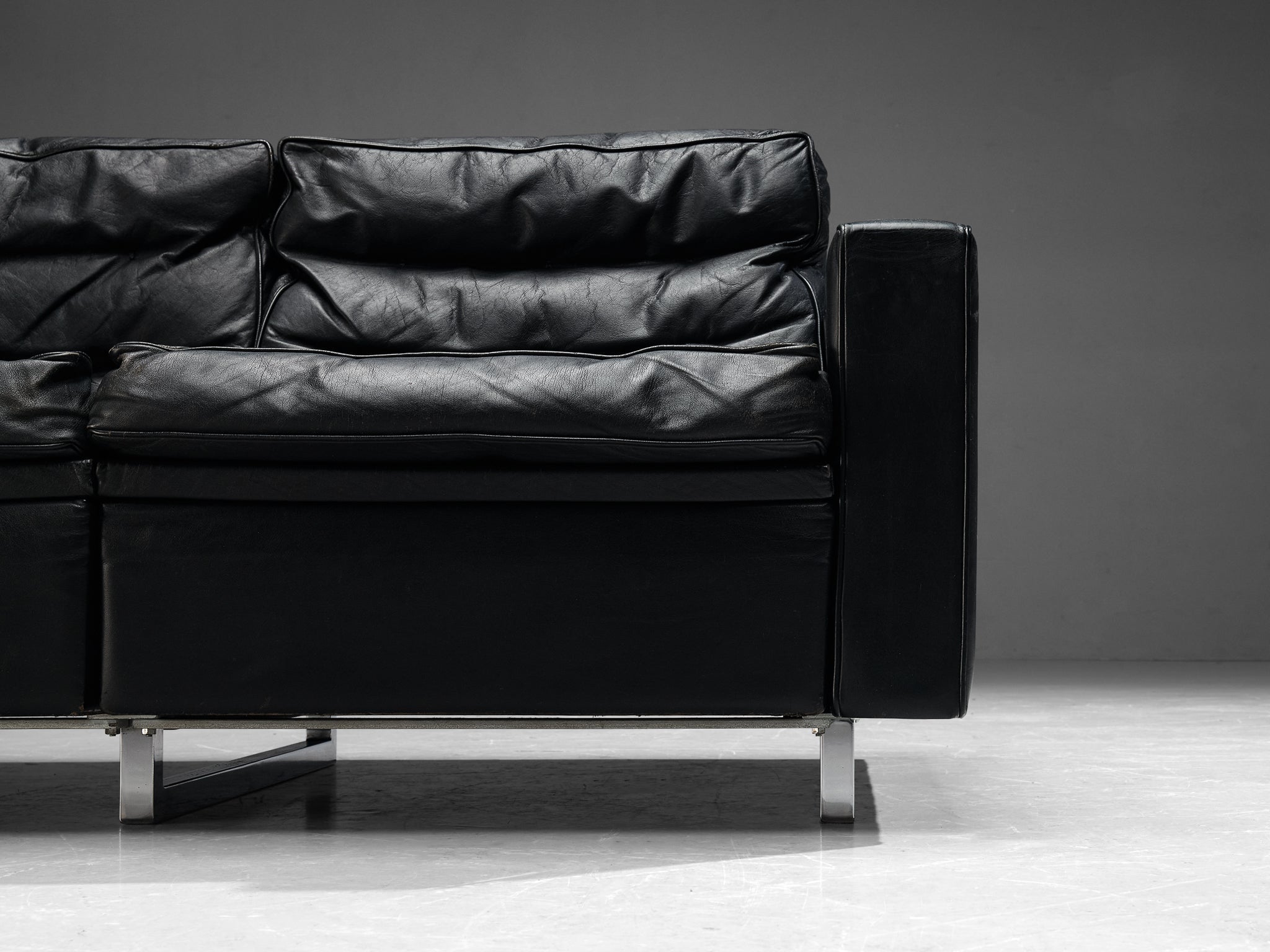 Two Seat Sofa in Black Leather seating Morentz