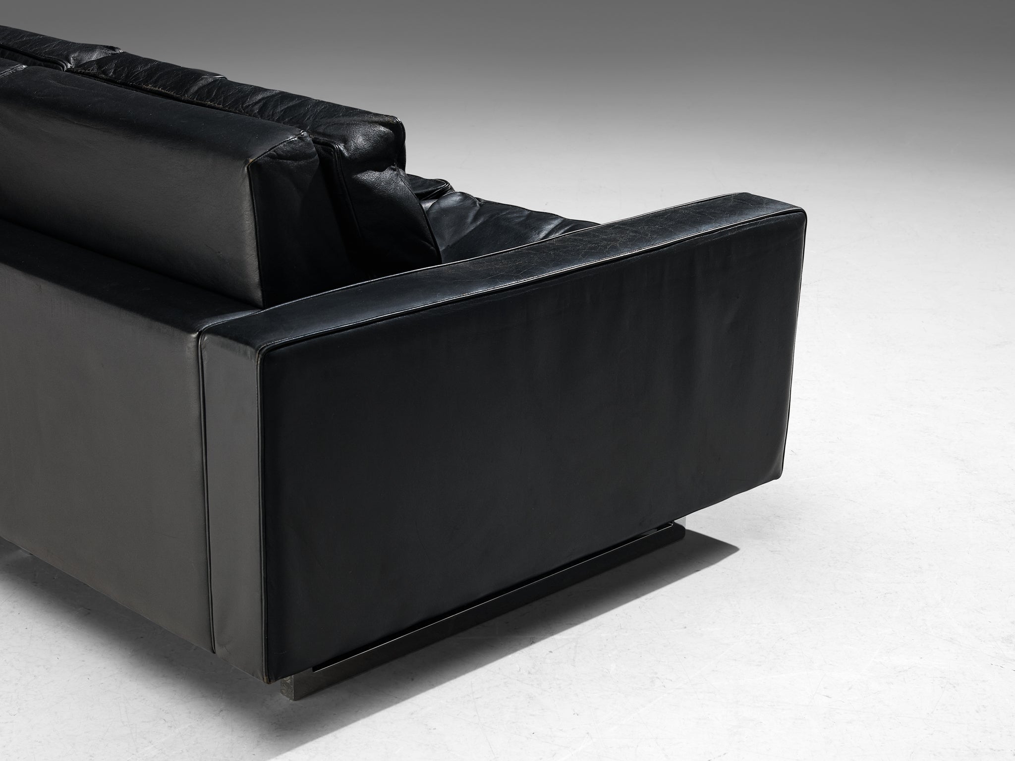 Two Seat Sofa in Black Leather seating Morentz