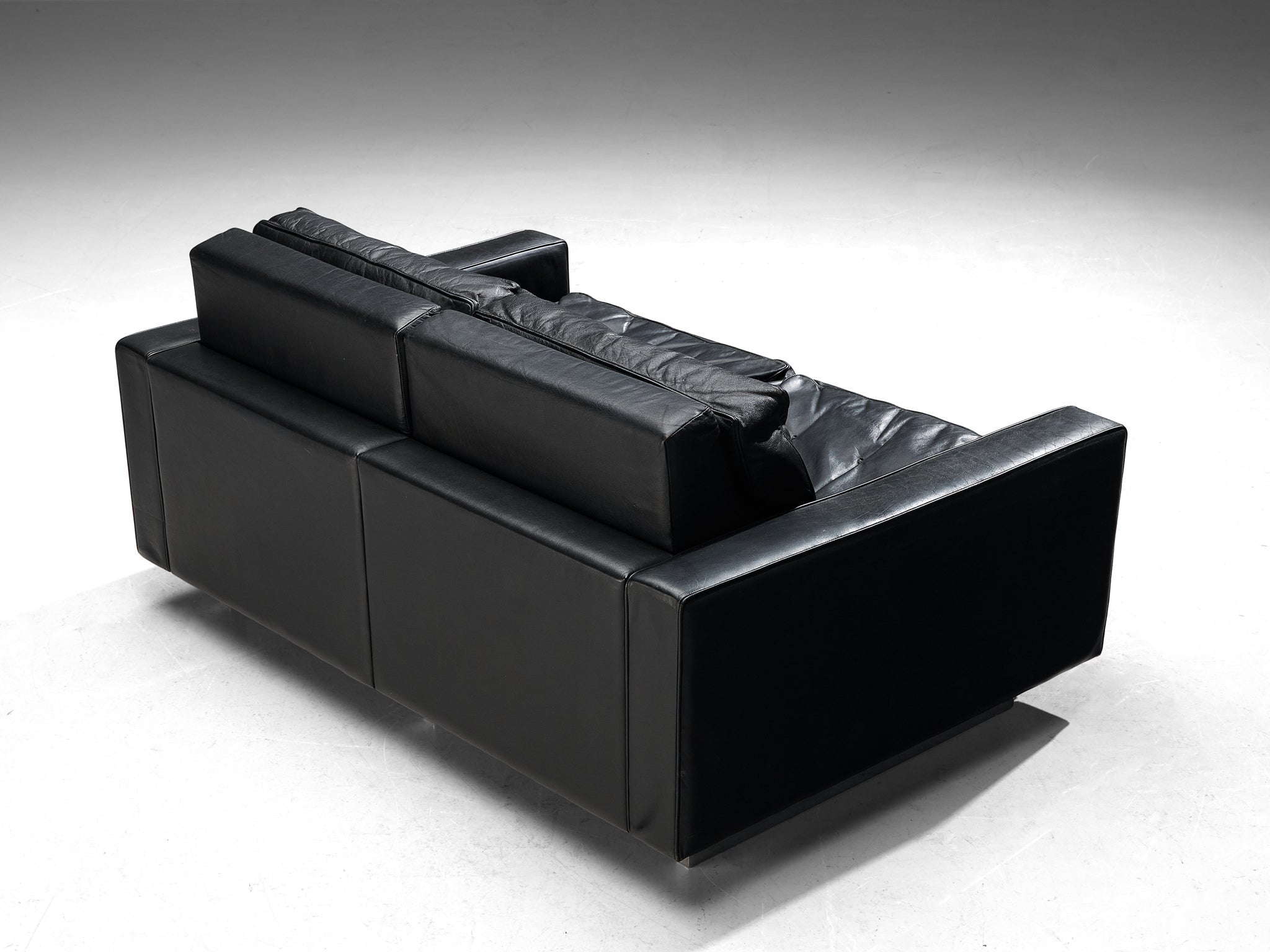 Two Seat Sofa in Black Leather seating Morentz