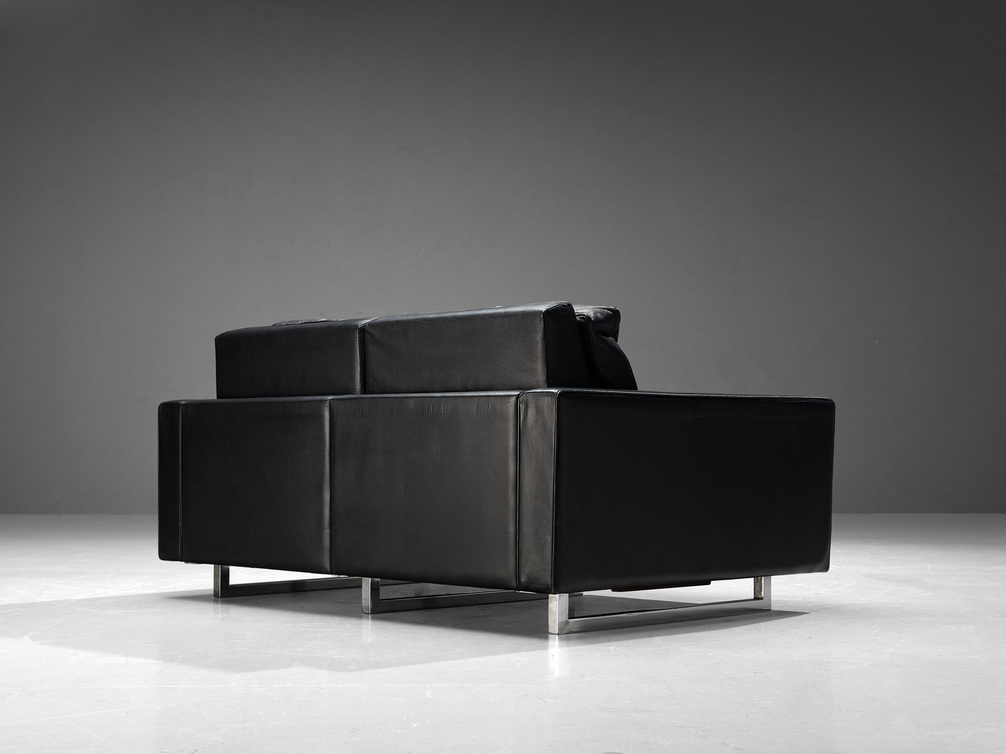 Two Seat Sofa in Black Leather seating Morentz