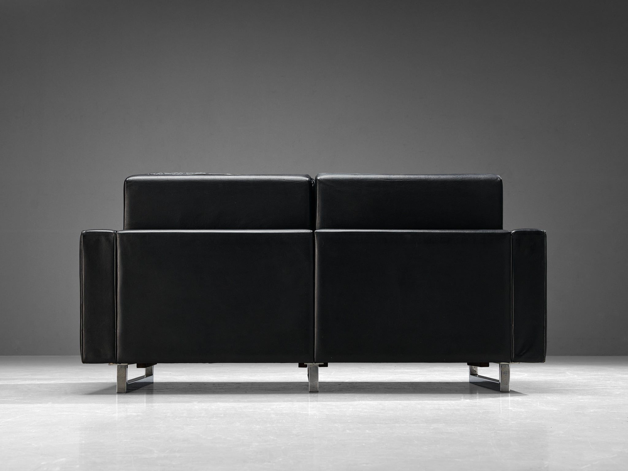 Two Seat Sofa in Black Leather seating Morentz