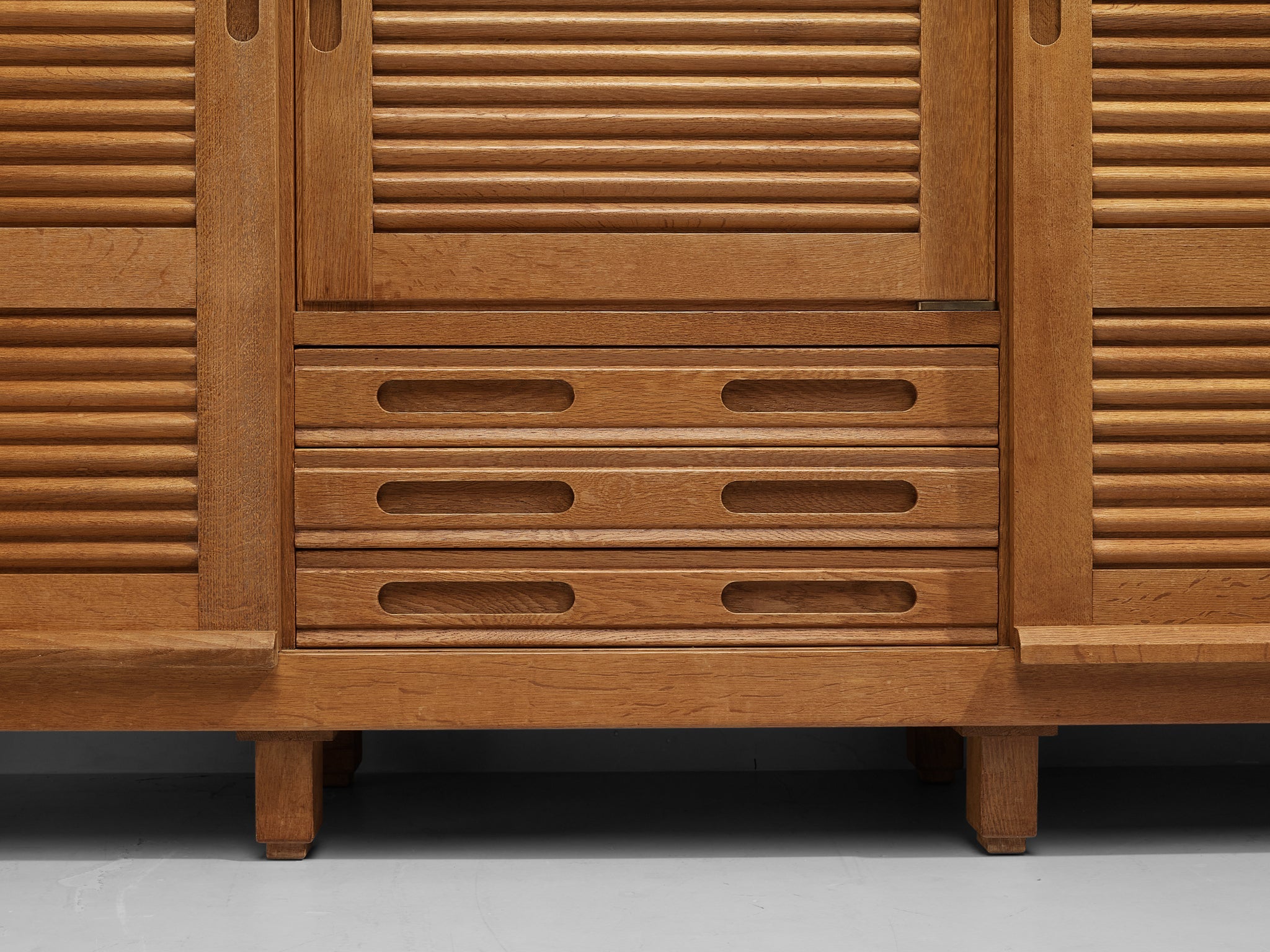 Guillerme & Chambron Highboard in Oak with Carved Doors case pieces and storage cabinets Morentz