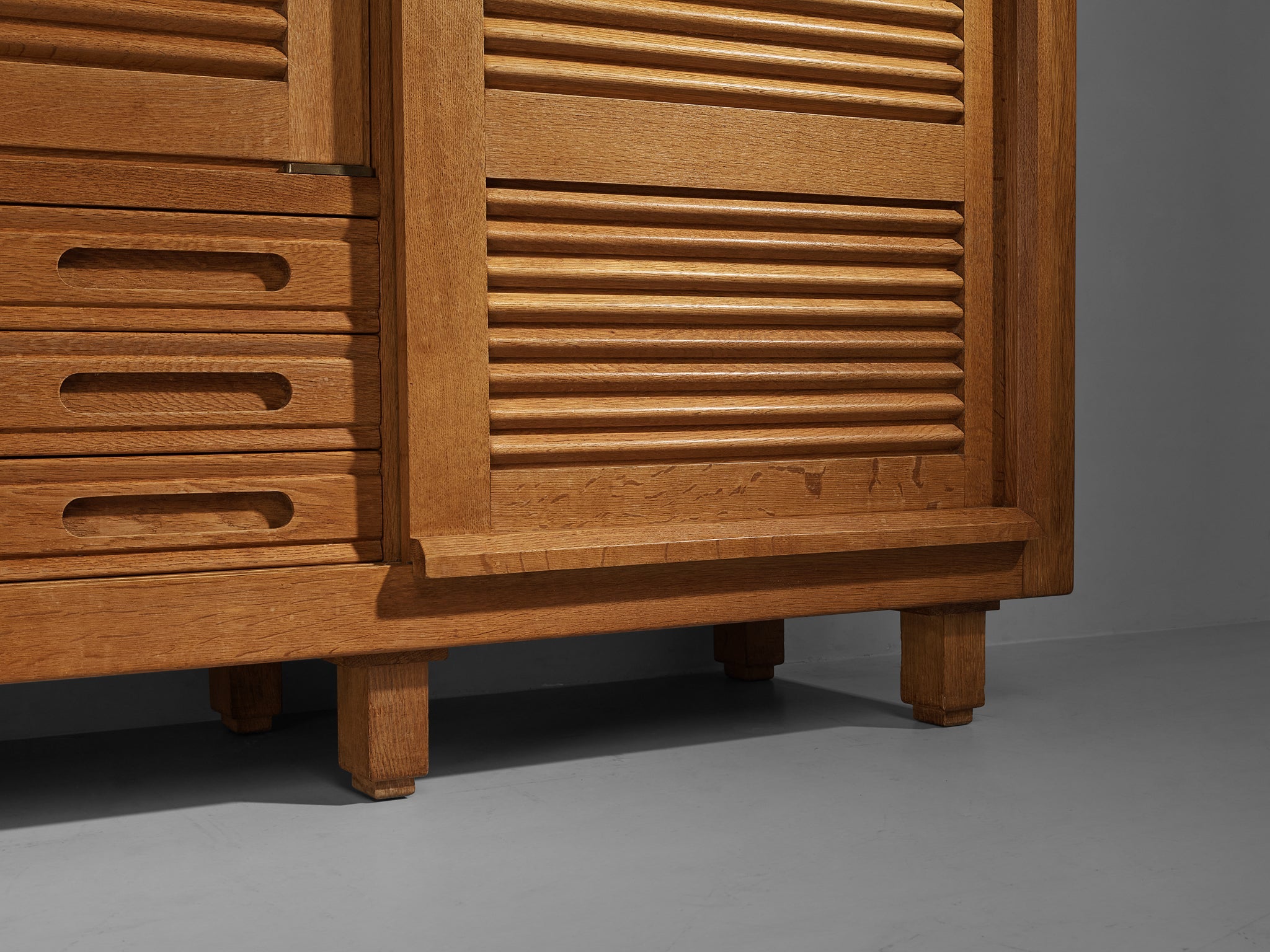 Guillerme & Chambron Highboard in Oak with Carved Doors case pieces and storage cabinets Morentz