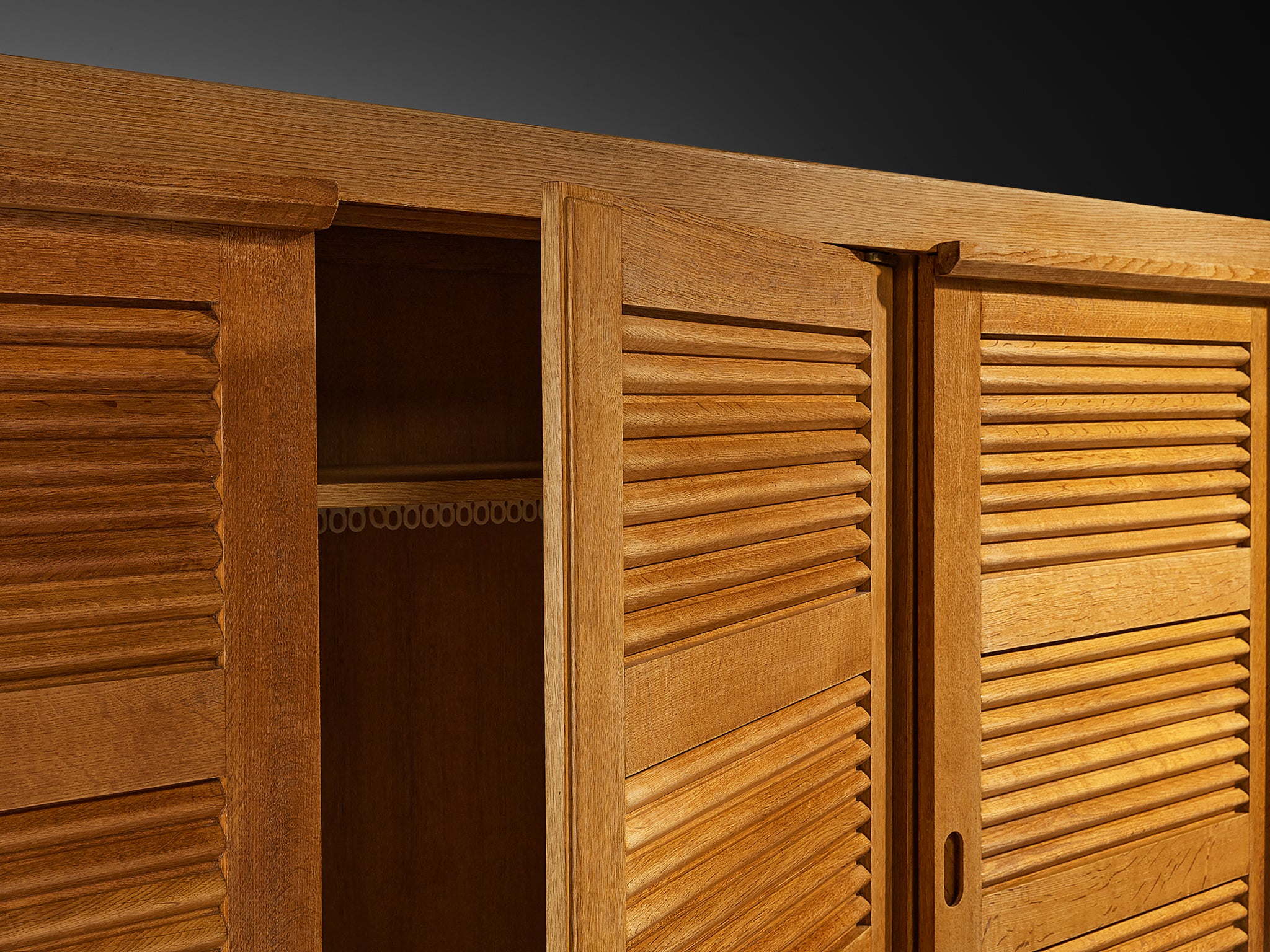 Guillerme & Chambron Highboard in Oak with Carved Doors Case pieces and storage cabinets Morentz