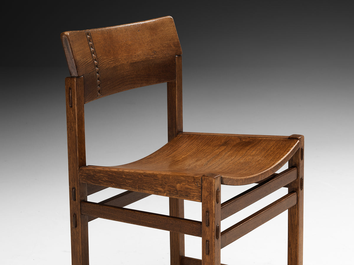 Giuseppe Rivadossi for Officina Rivadossi Set of Six Dining Chairs in Oak Seating Morentz