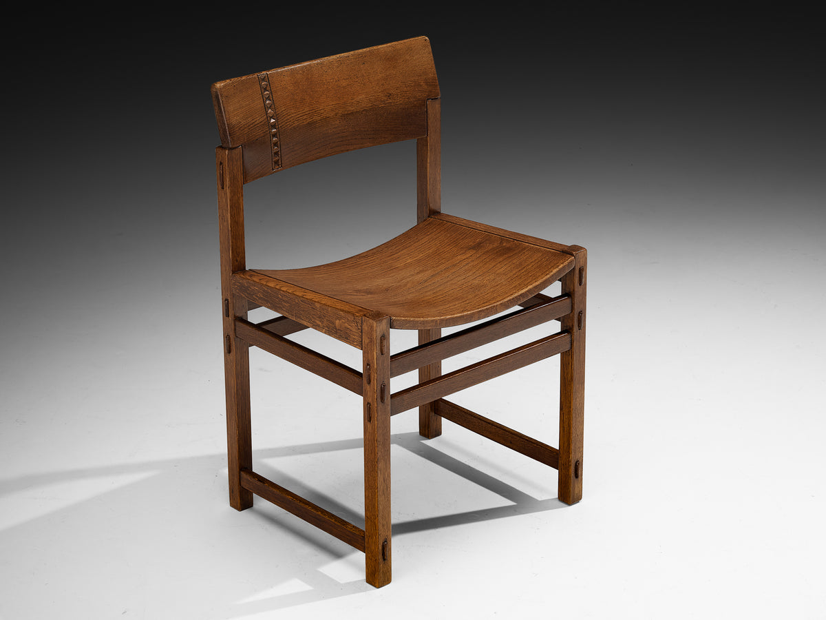 Giuseppe Rivadossi for Officina Rivadossi Set of Six Dining Chairs in Oak Seating Morentz