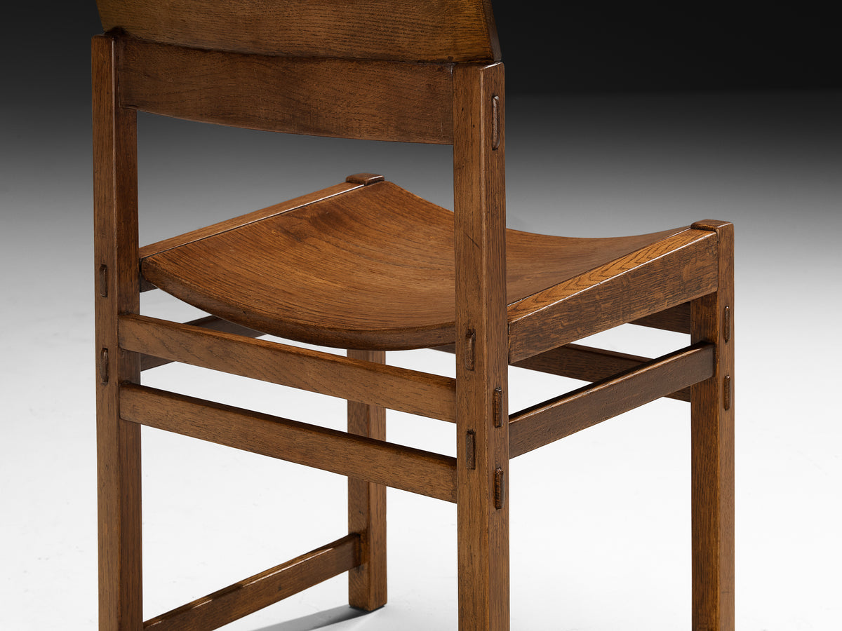 Giuseppe Rivadossi for Officina Rivadossi Set of Six Dining Chairs in Oak Seating Morentz