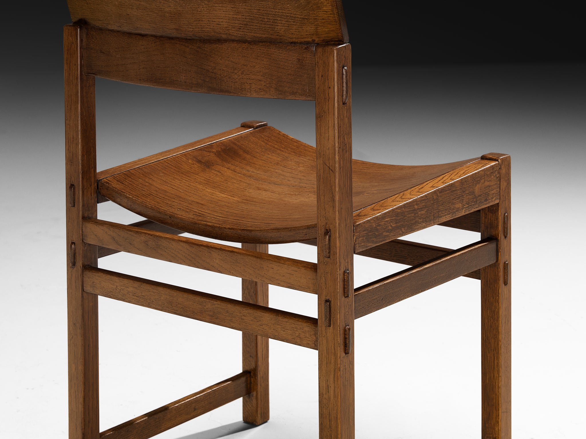 Giuseppe Rivadossi for Officina Rivadossi Set of Six Dining Chairs in Oak Seating Morentz