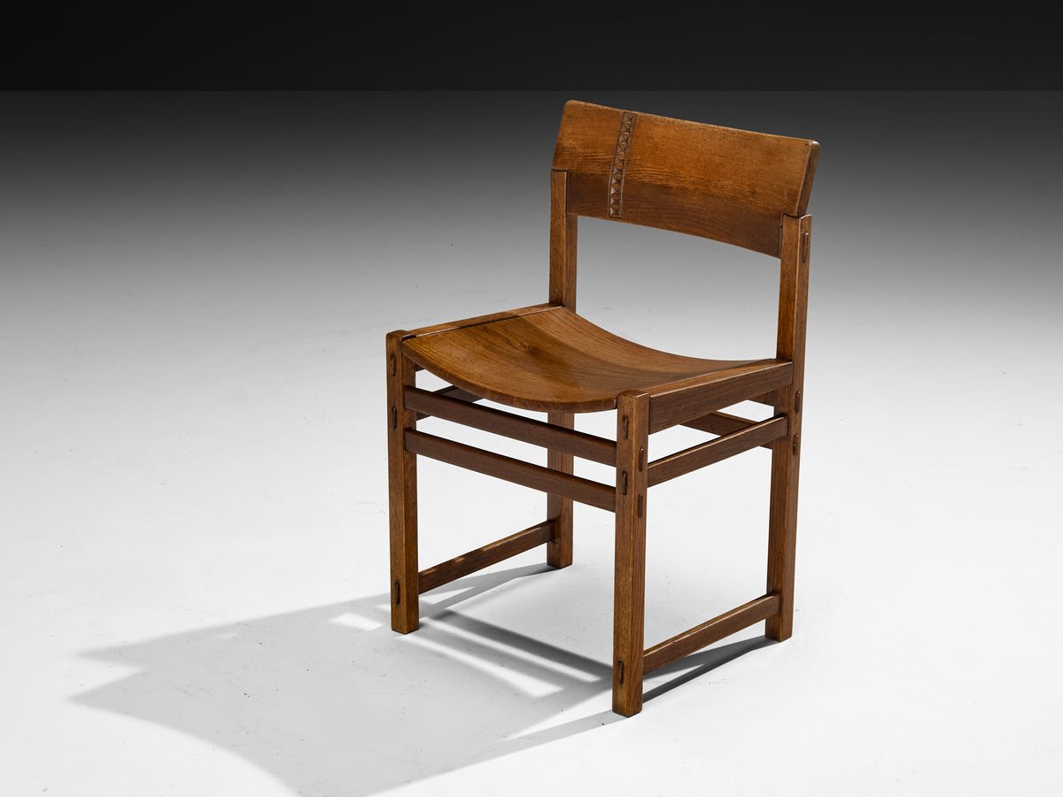 Giuseppe Rivadossi for Officina Rivadossi Set of Six Dining Chairs in Oak Seating Morentz