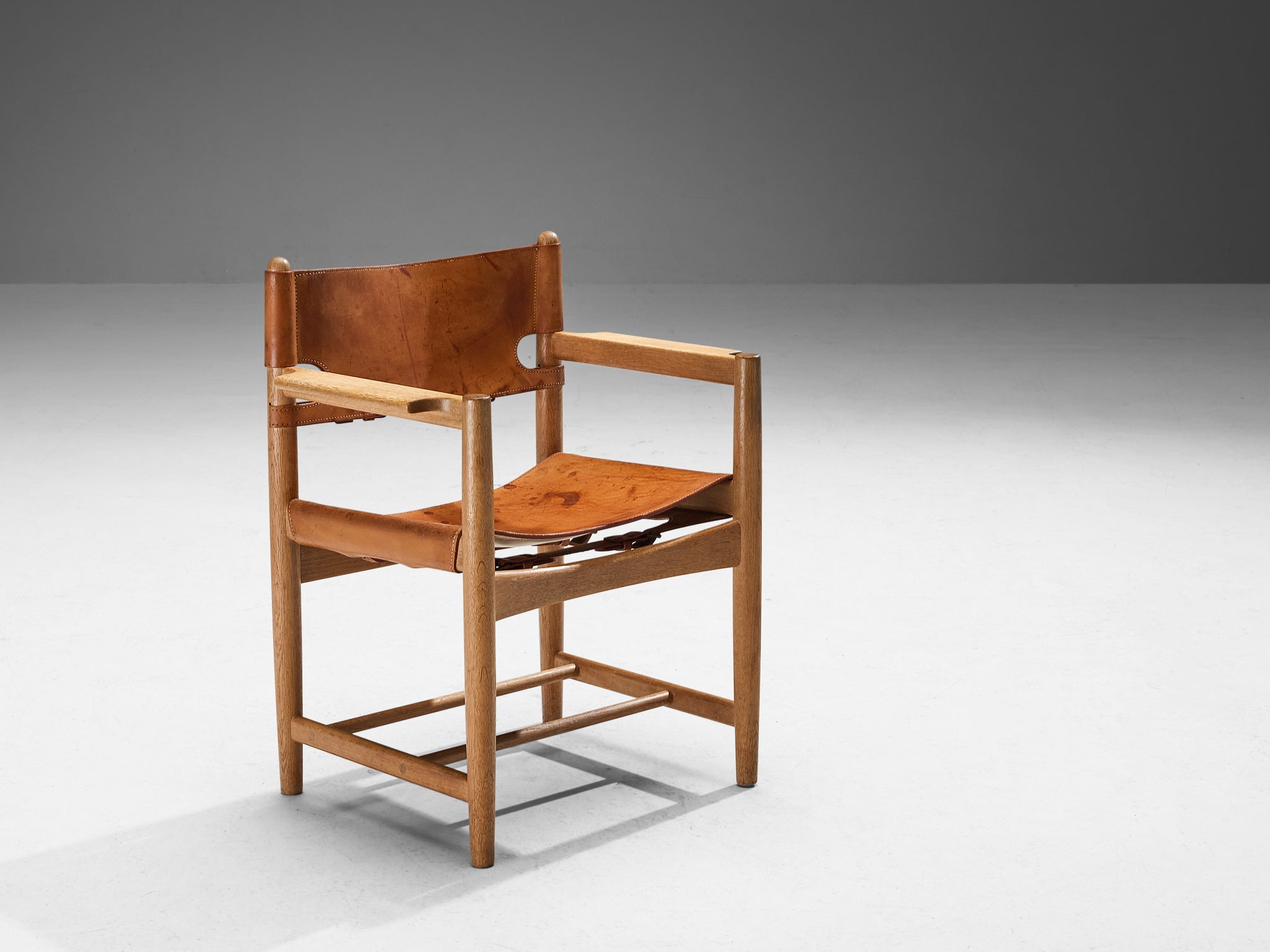 Børge Mogensen for Fredericia Pair of Armchairs in Oak and Leather seating Morentz