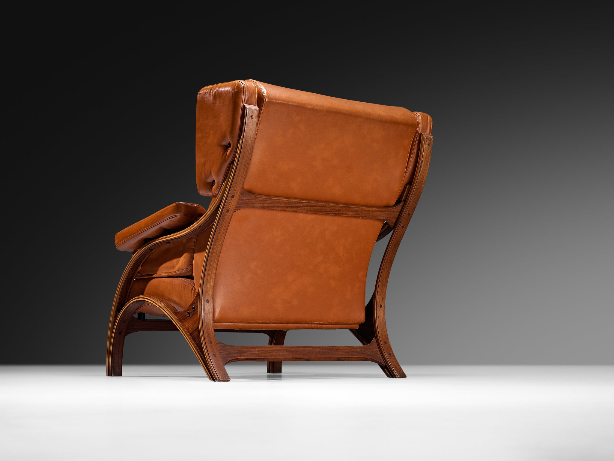 Giampiero Vitelli for Rossi di Albizzate Pair of 'Minore' Easy Chairs in Leather Seating Morentz