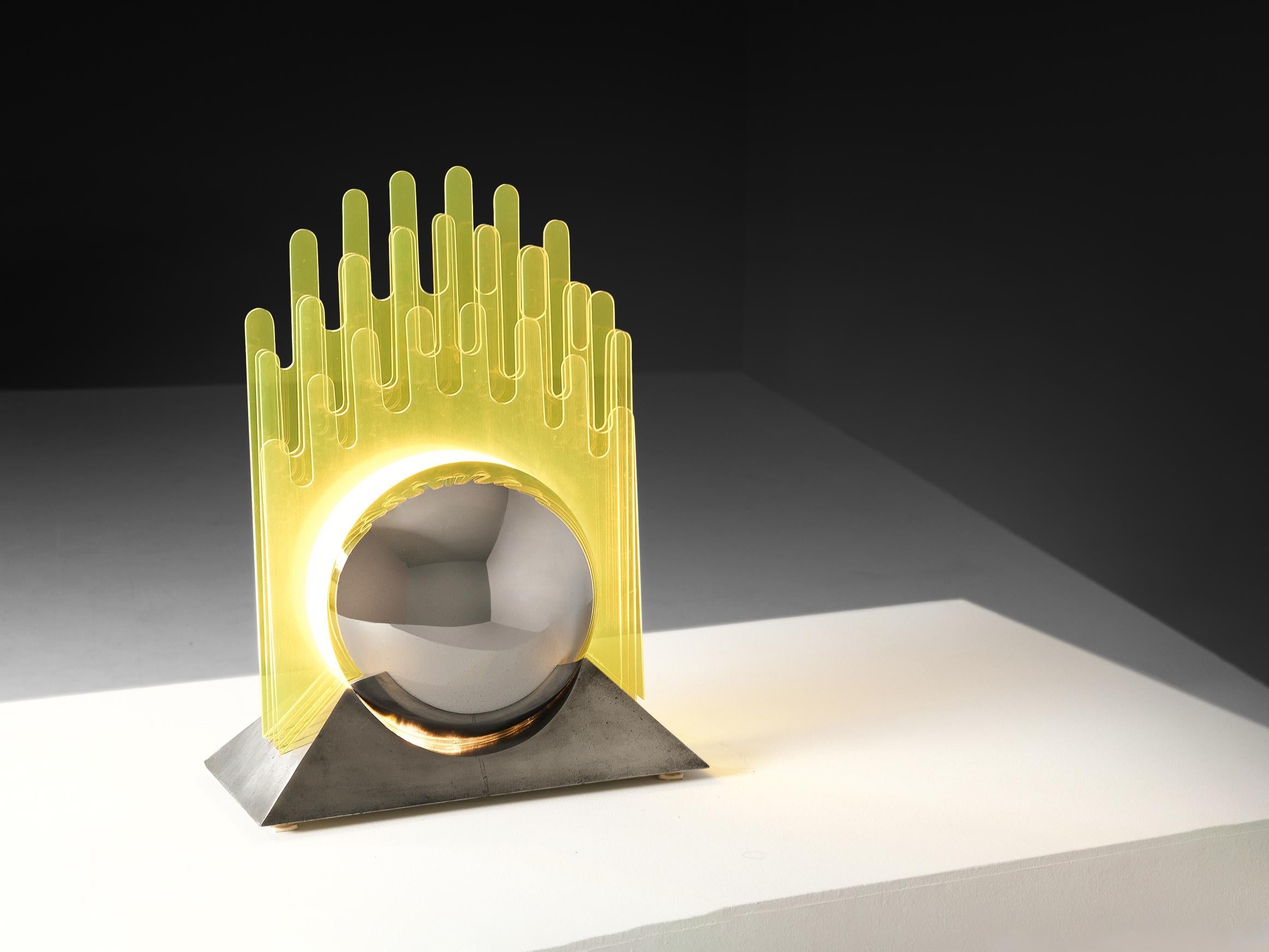 Sergio Giobbi & Patrizia Innocenti 'Sfera' Table Lamp in Yellow Acrylic lighting Morentz
