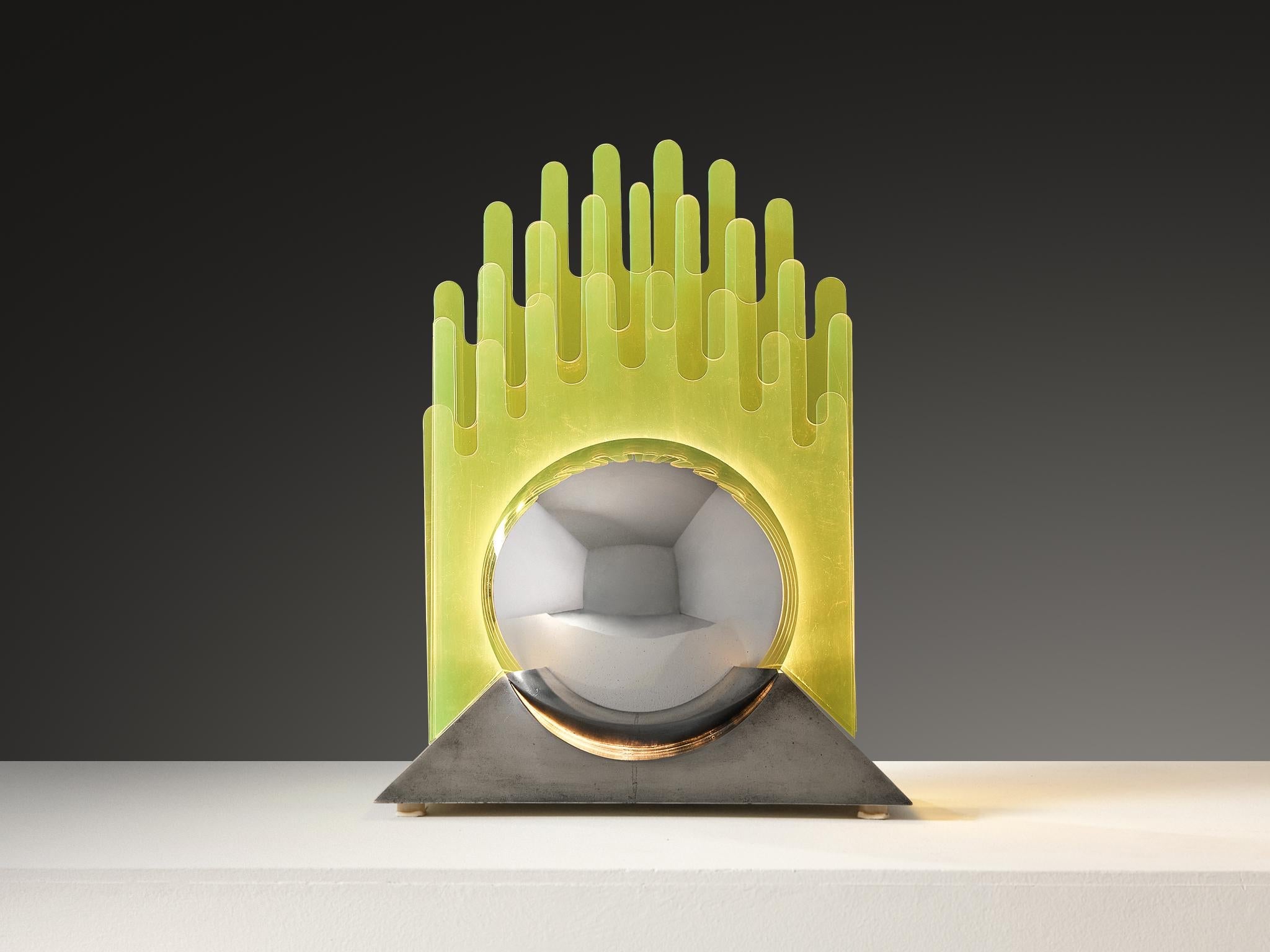 Sergio Giobbi & Patrizia Innocenti 'Sfera' Table Lamp in Yellow Acrylic lighting Morentz