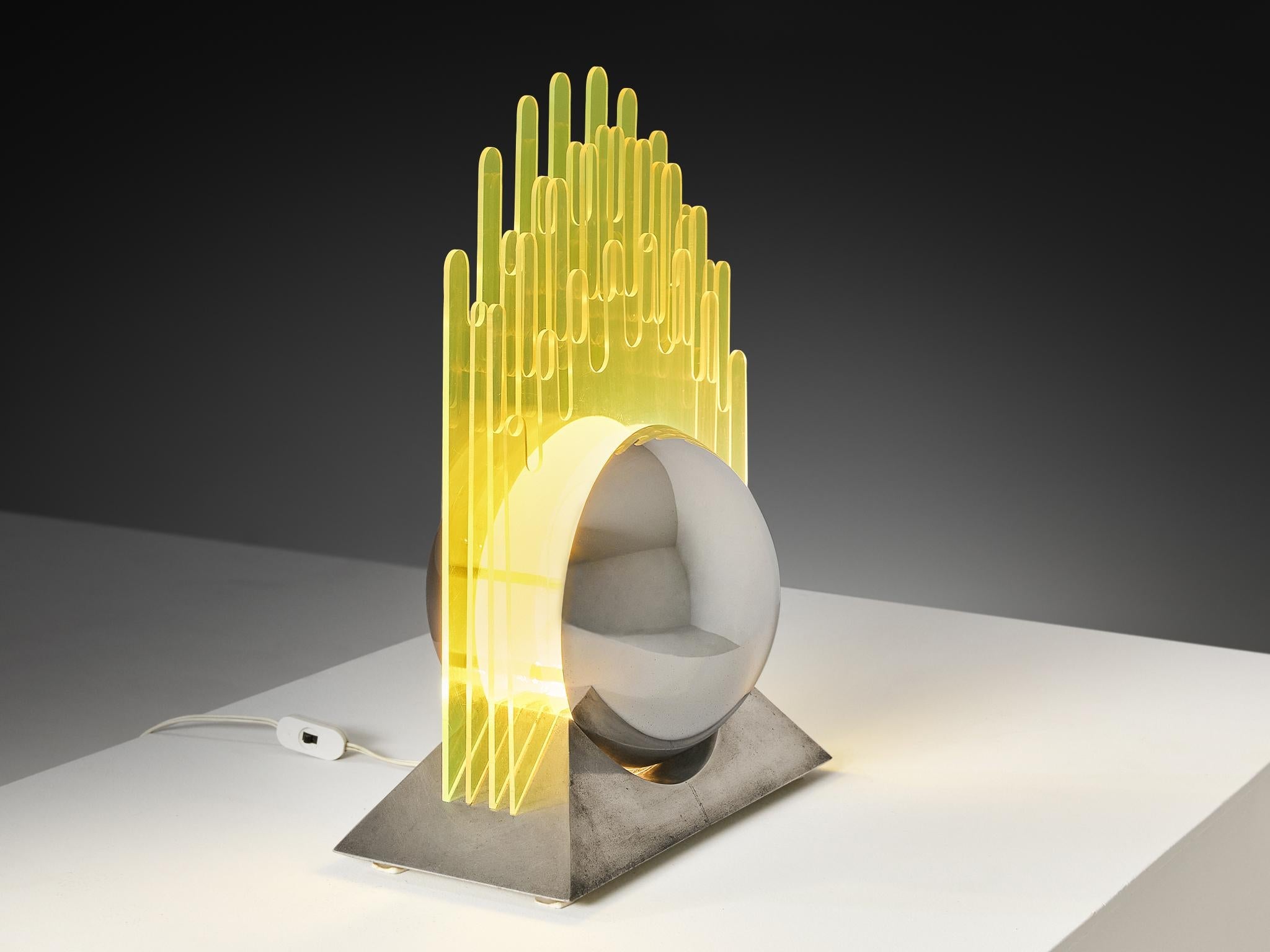 Sergio Giobbi & Patrizia Innocenti 'Sfera' Table Lamp in Yellow Acrylic lighting Morentz