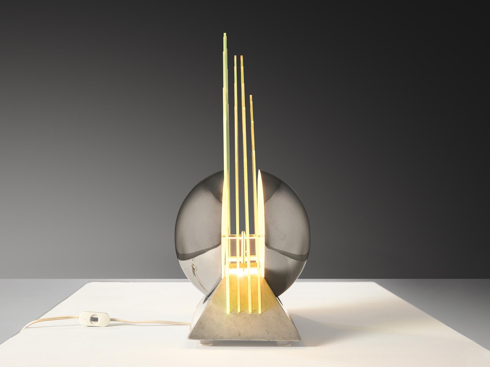 Sergio Giobbi & Patrizia Innocenti 'Sfera' Table Lamp in Yellow Acrylic lighting Morentz