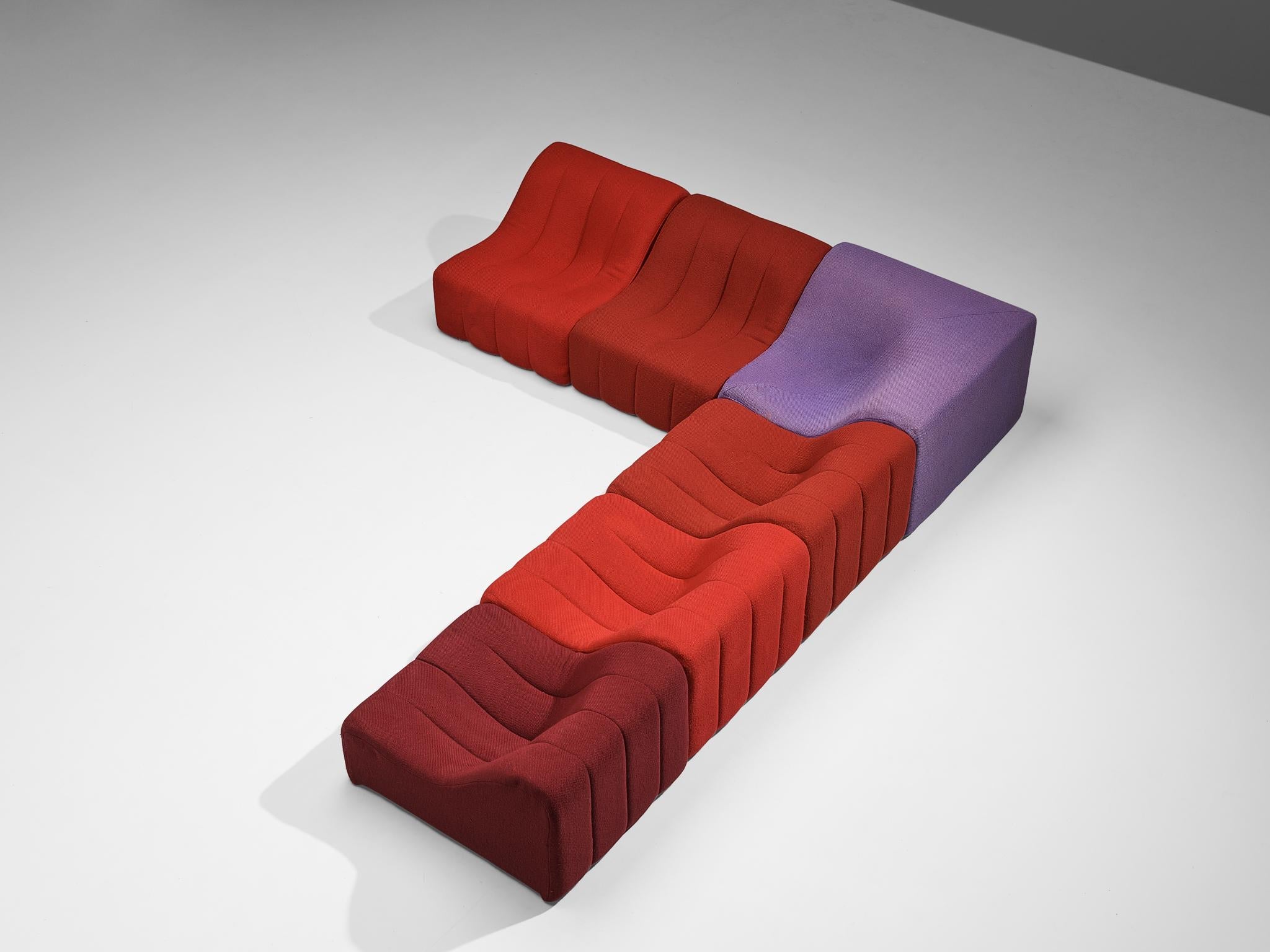 Kwok Hoi Chan for Steiner 'Chromatic' Modular Sofa in Red Purple Colors seating Morentz