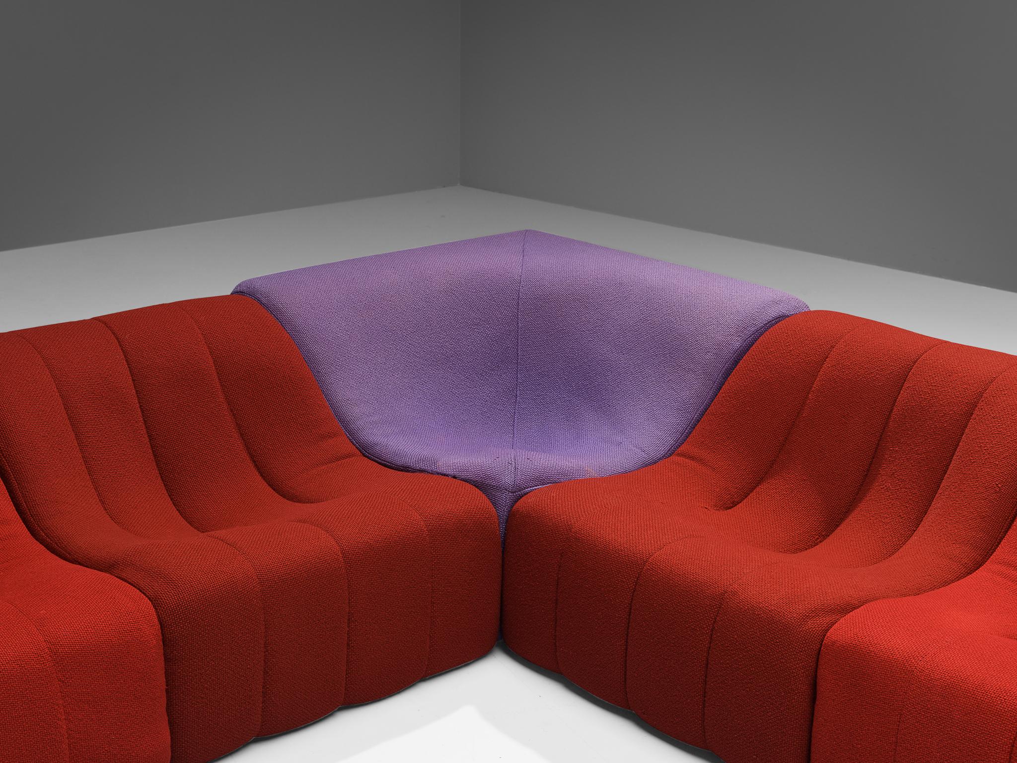 Kwok Hoi Chan for Steiner 'Chromatic' Modular Sofa in Red Purple Colors seating Morentz