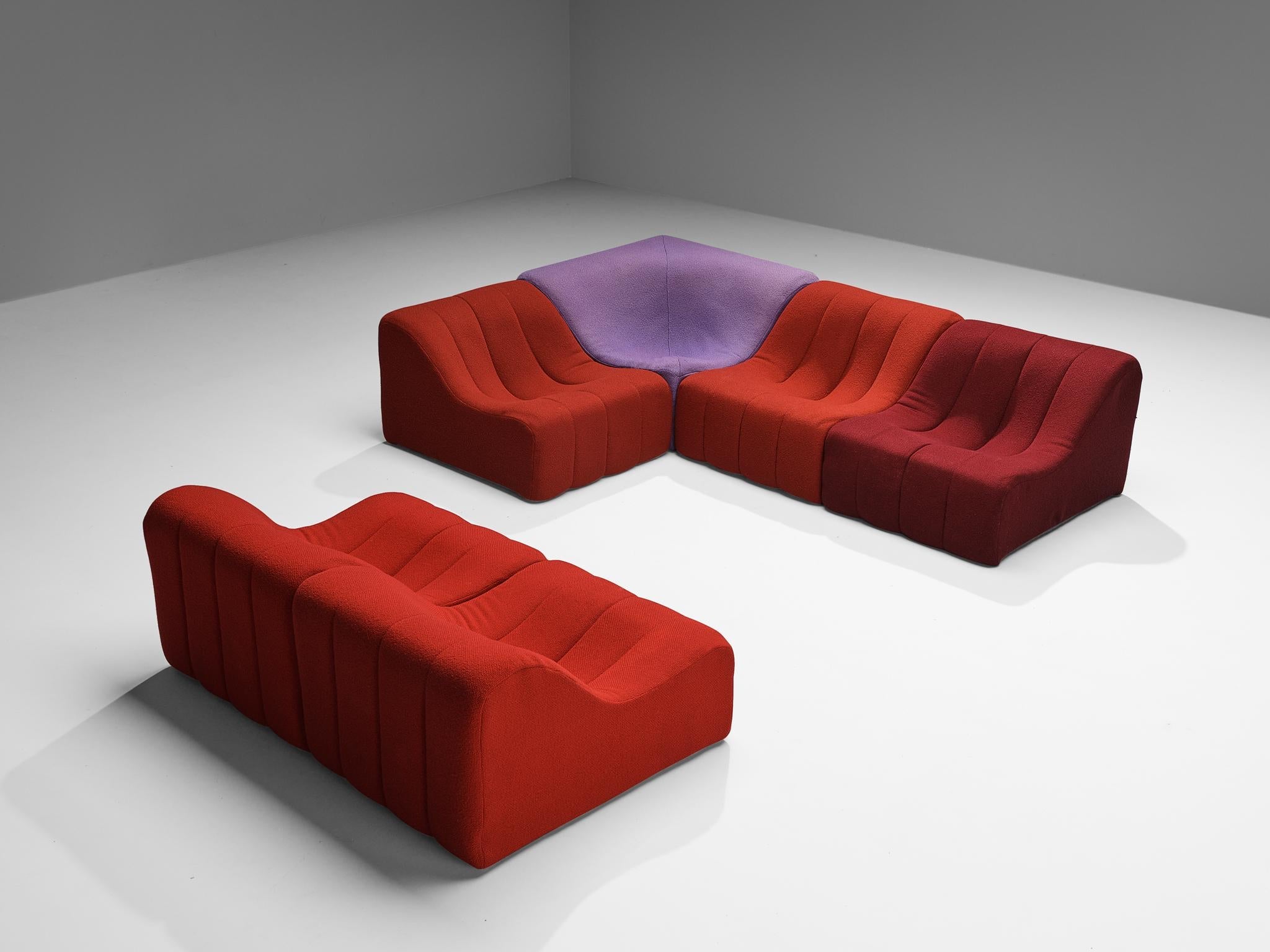 Kwok Hoi Chan for Steiner 'Chromatic' Modular Sofa in Red Purple Colors seating Morentz