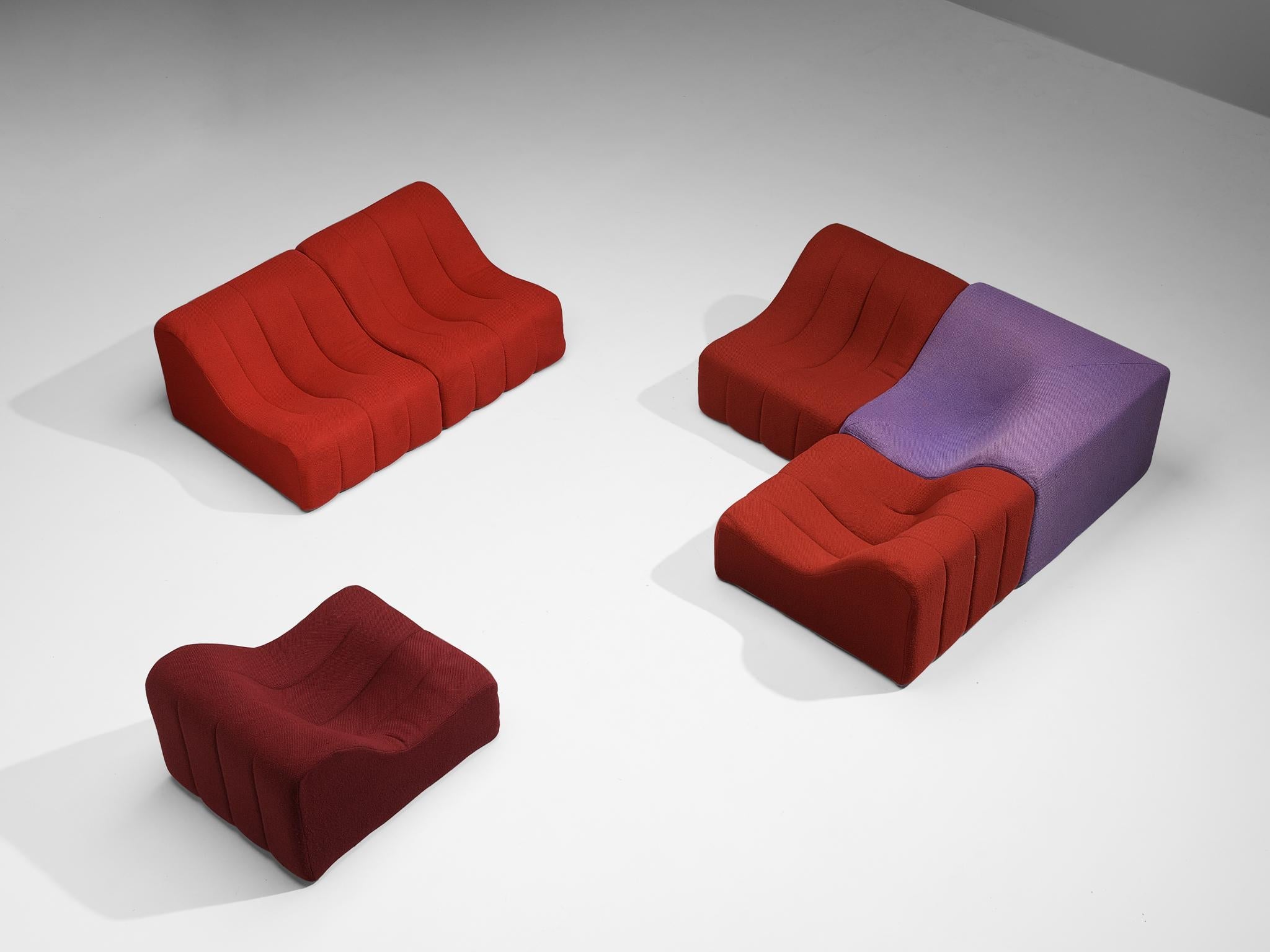 Kwok Hoi Chan for Steiner 'Chromatic' Modular Sofa in Red Purple Colors seating Morentz