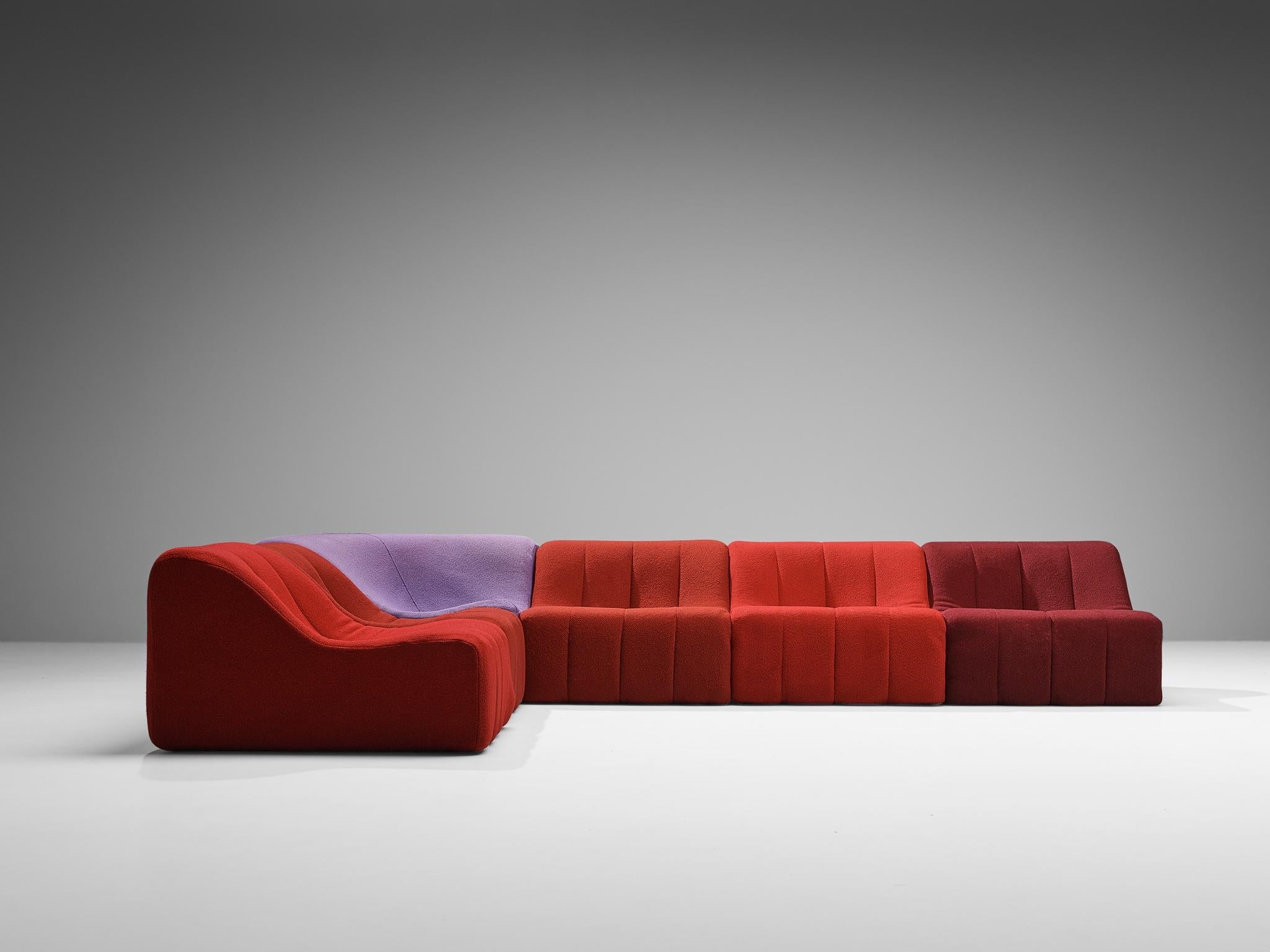 Kwok Hoi Chan for Steiner 'Chromatic' Modular Sofa in Red Purple Colors seating Morentz